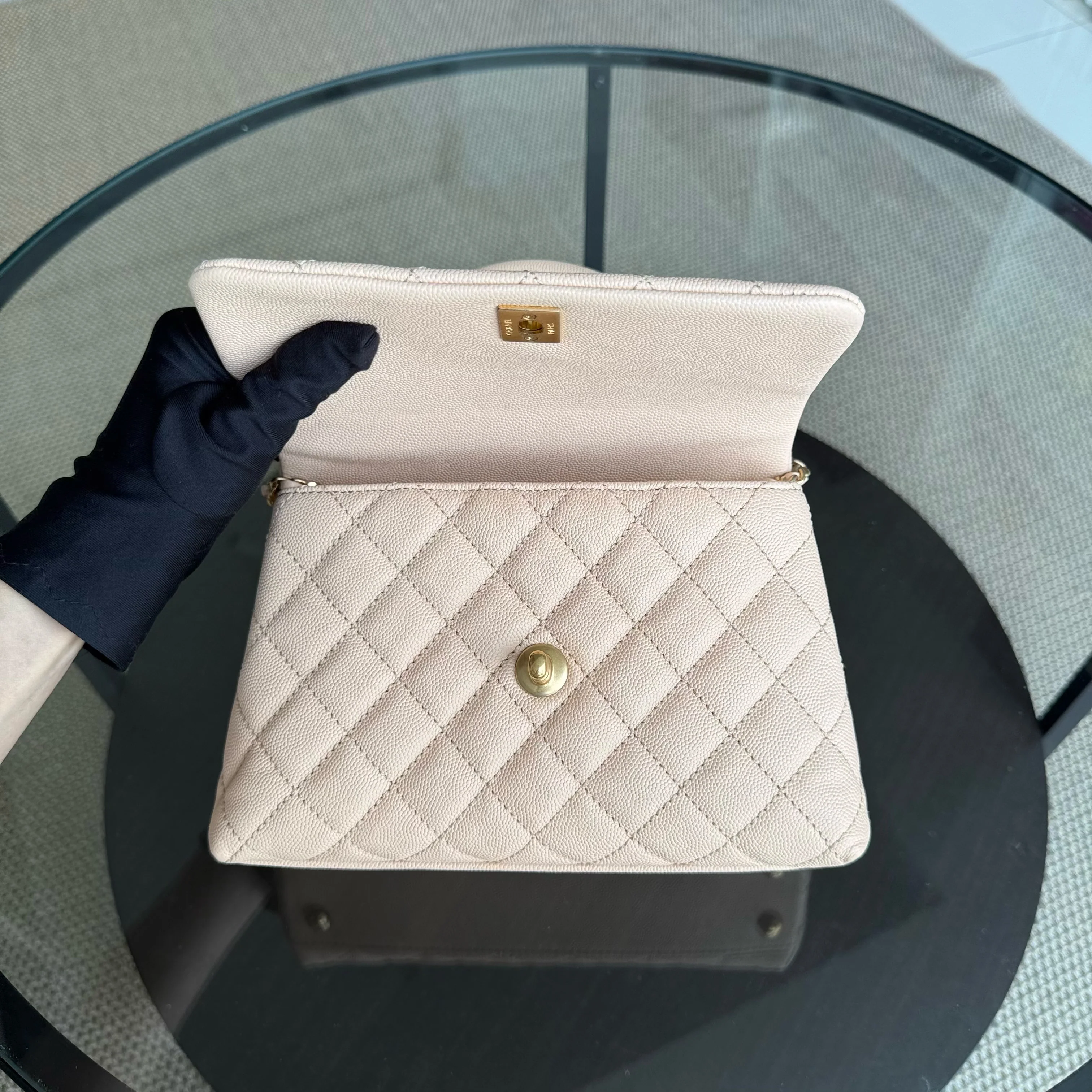 Chanel Coco Handle Small - Caviar Quilted Beige Gold Hardware Series 24
