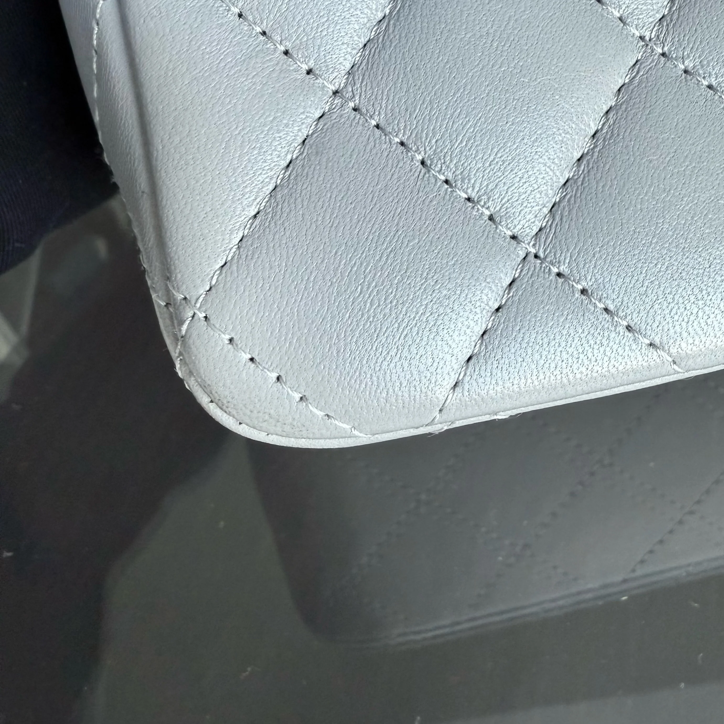 Chanel Lambskin Mini Rectangle Classic Flap - 20CM Quilted Gray Silver Hardware Microchip