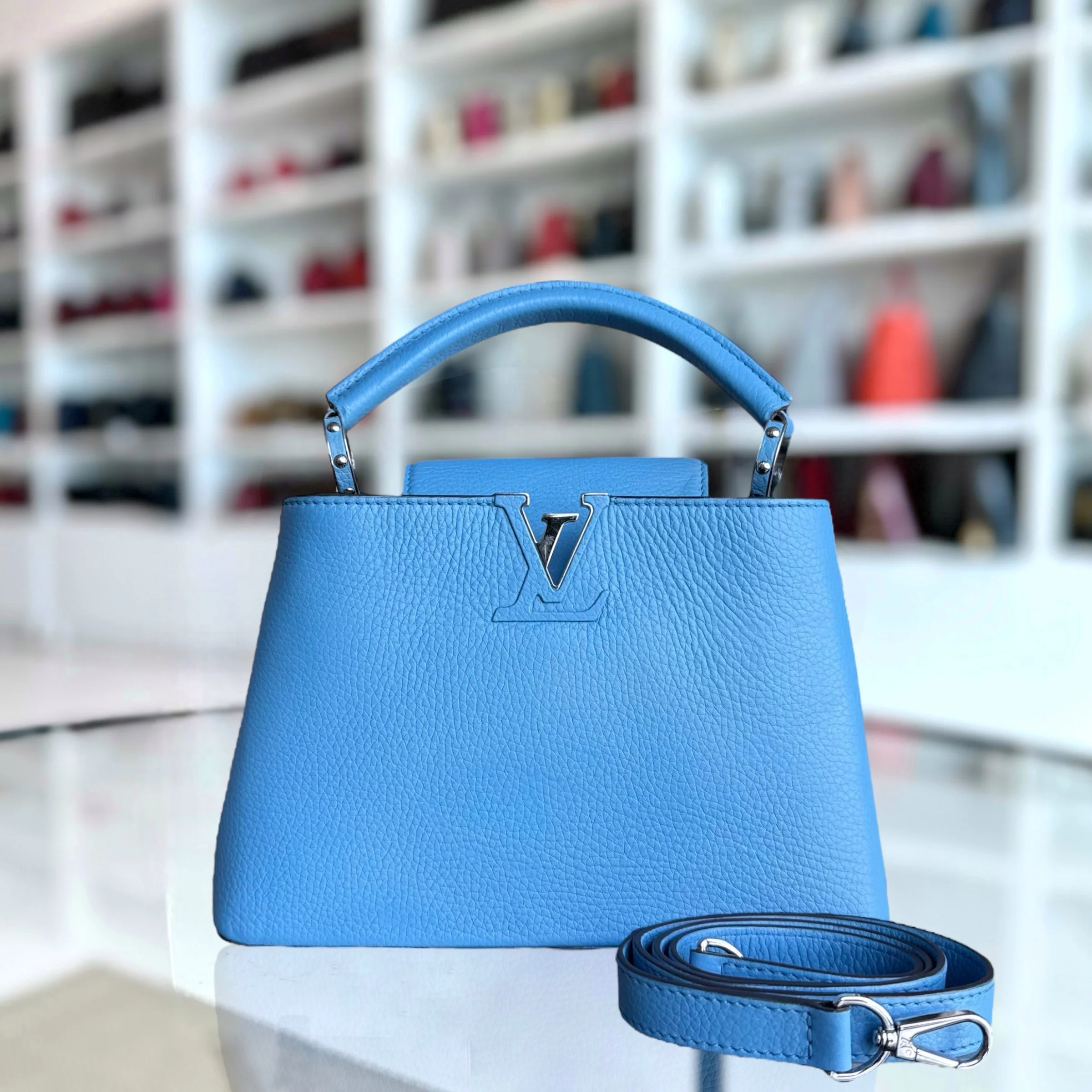 Louis Vuitton Capucines BB - Caviar Silver Hardware Blue Silver Hardware