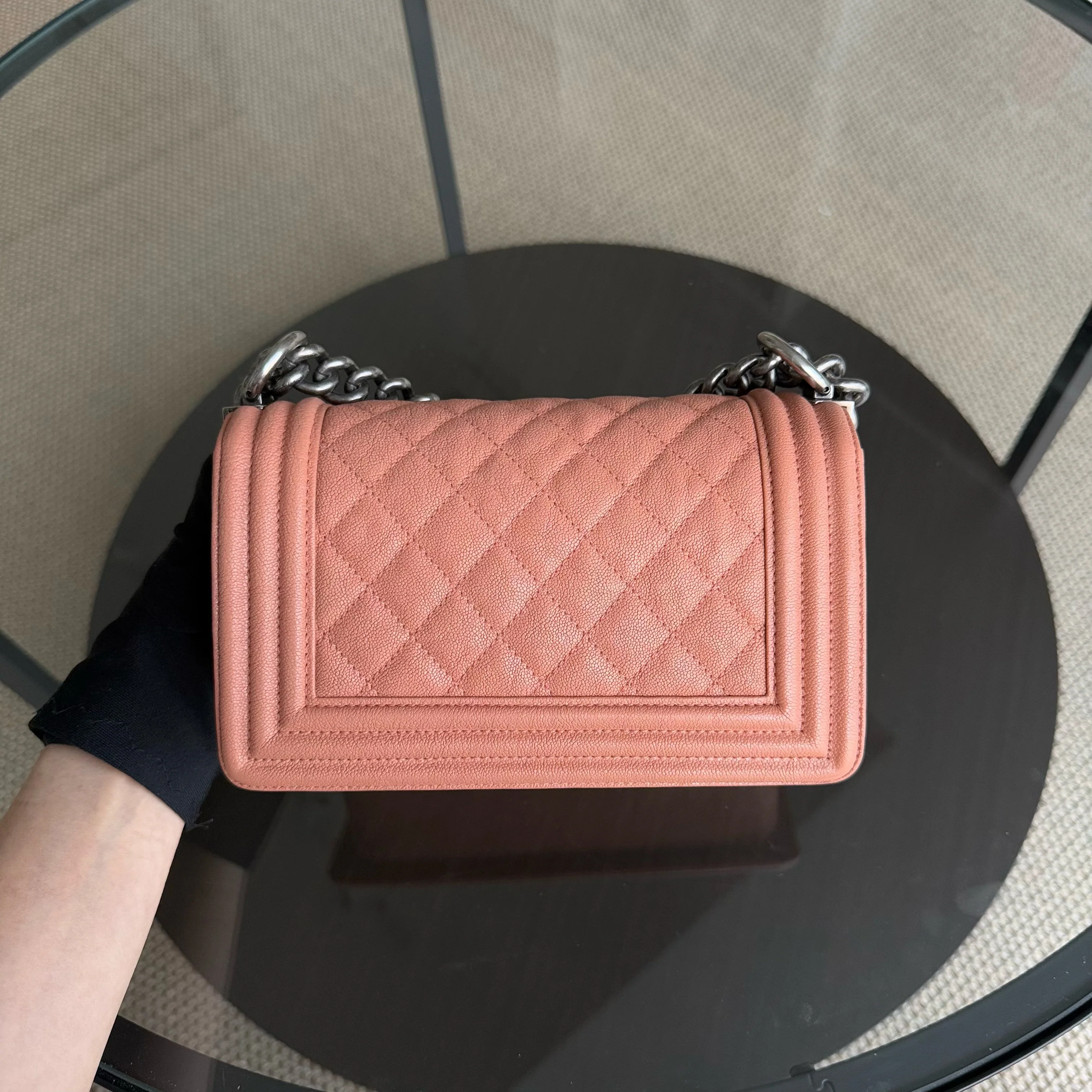 Chanel Boy Small - Caviar 20CM Quilted Blush Ruthenium Silver Hardware Series 27