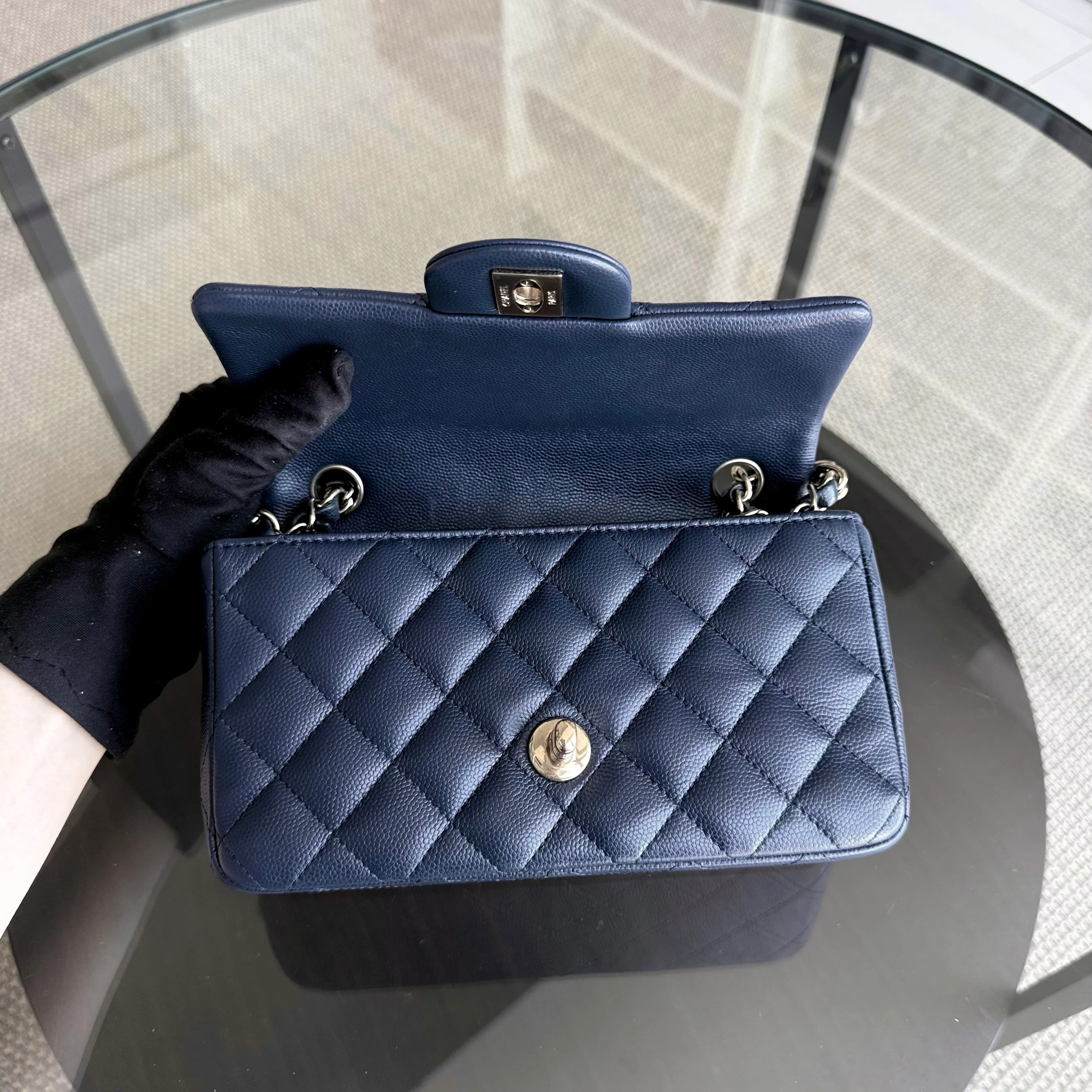 Chanel Classic Flap Mini - Caviar 20CM Quilted Dark Blue Gold Hardware Series 24