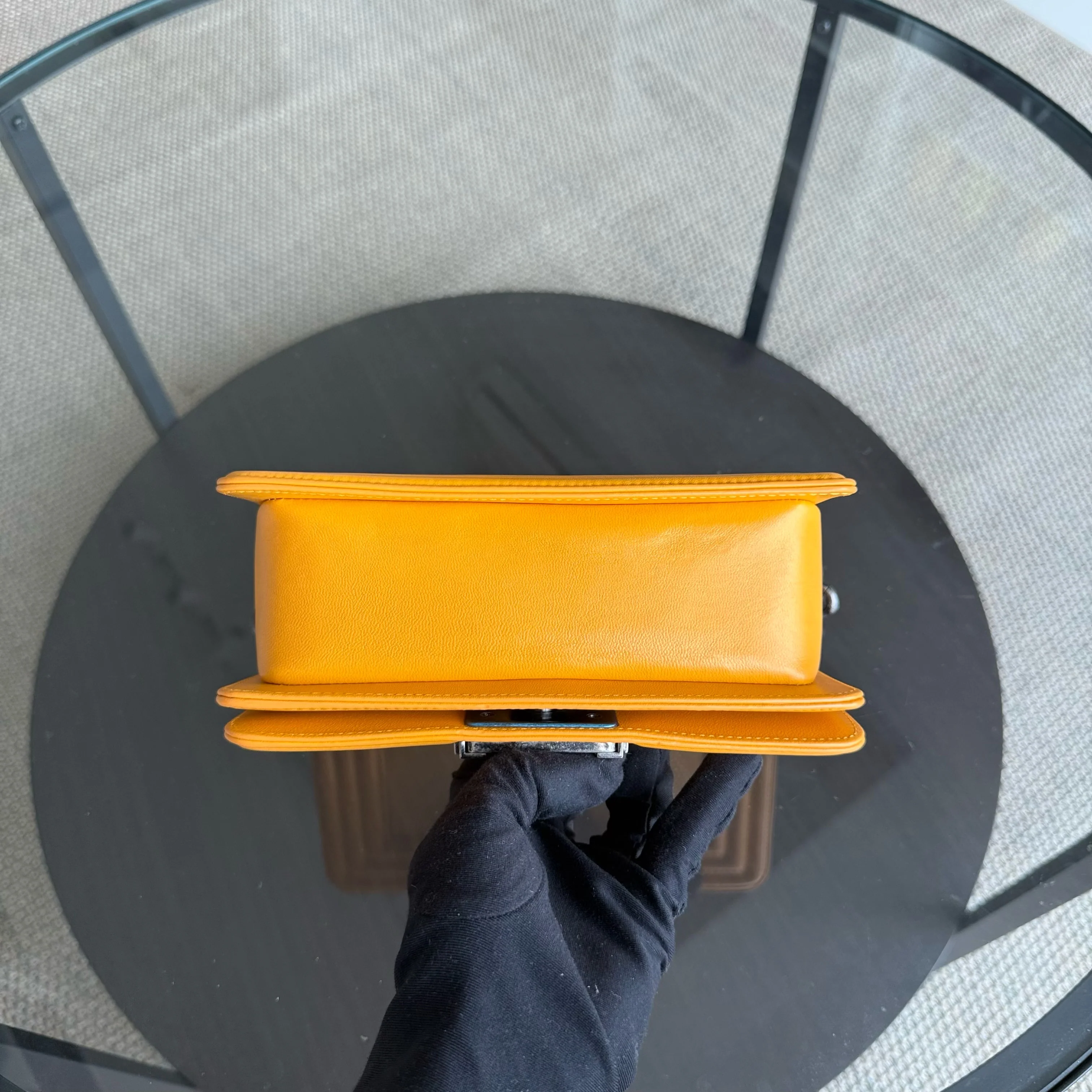 Chanel Boy Small - Small Stingray Yellow Mustard Ruthenium Silver Hardware Series 21