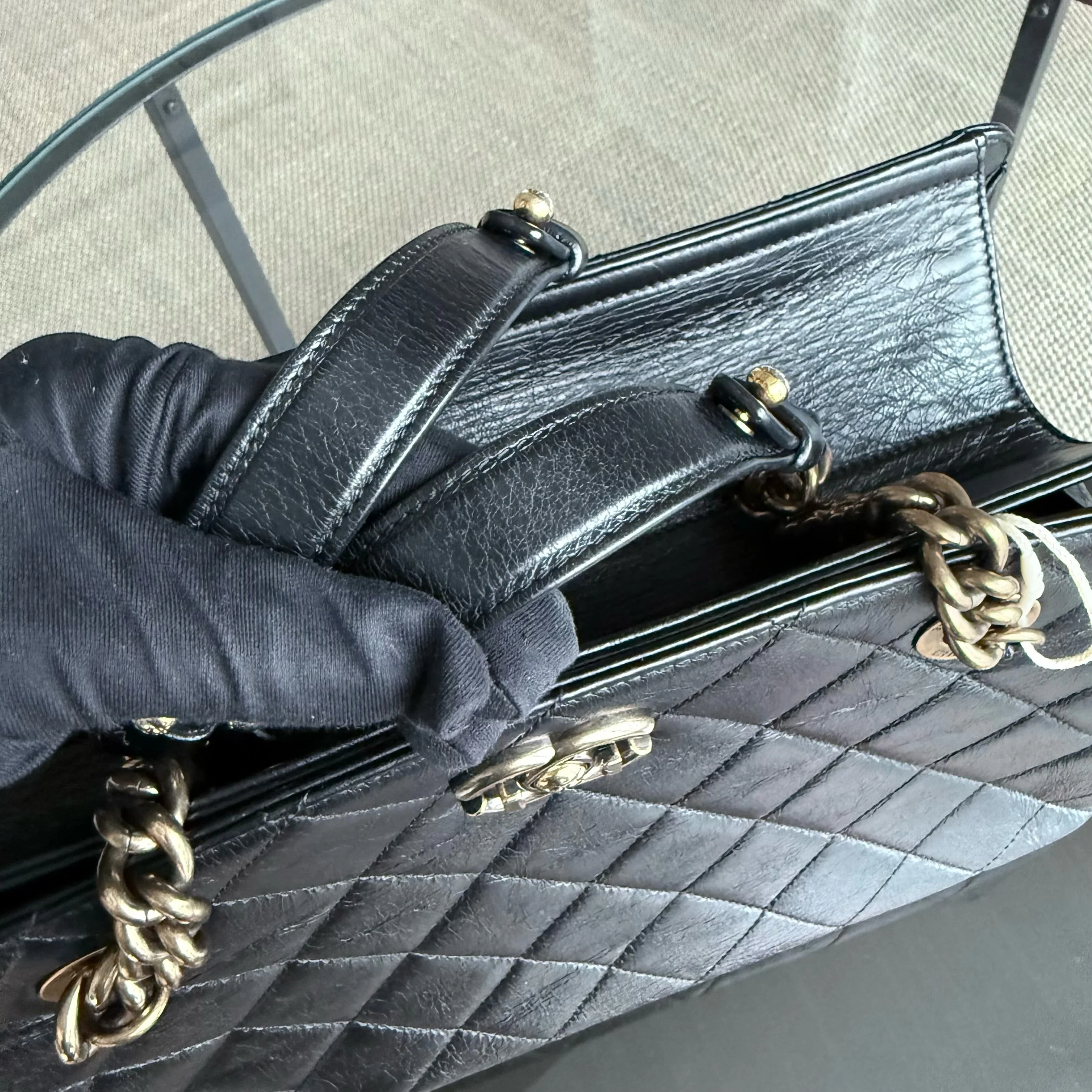 Chanel Shopping Tote - Calfskin Quilted Black Gold Hardware