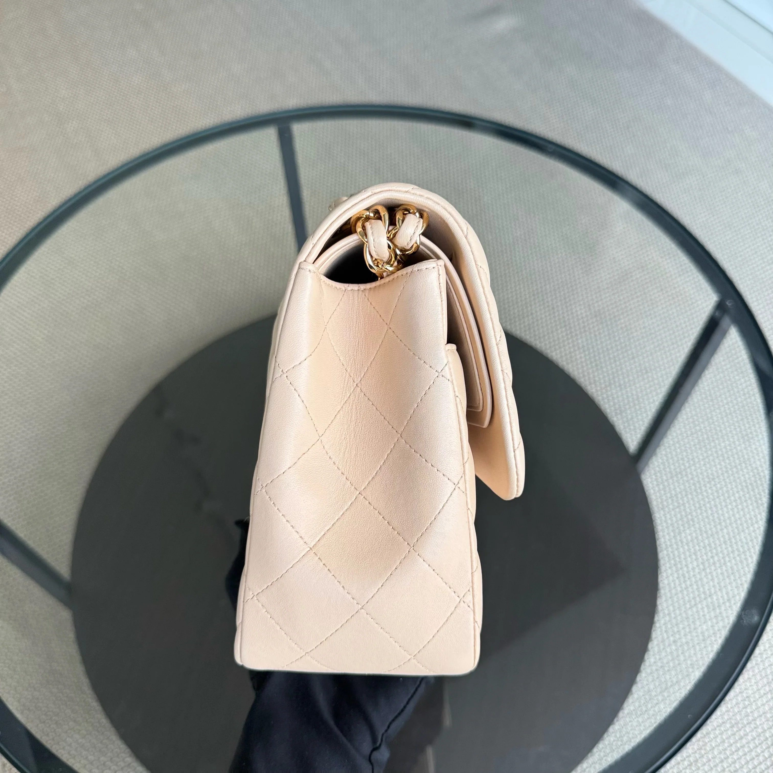 Chanel Classic Flap Jumbo - Double Flap 30CM Quilted Lambskin Beige Gold Hardware