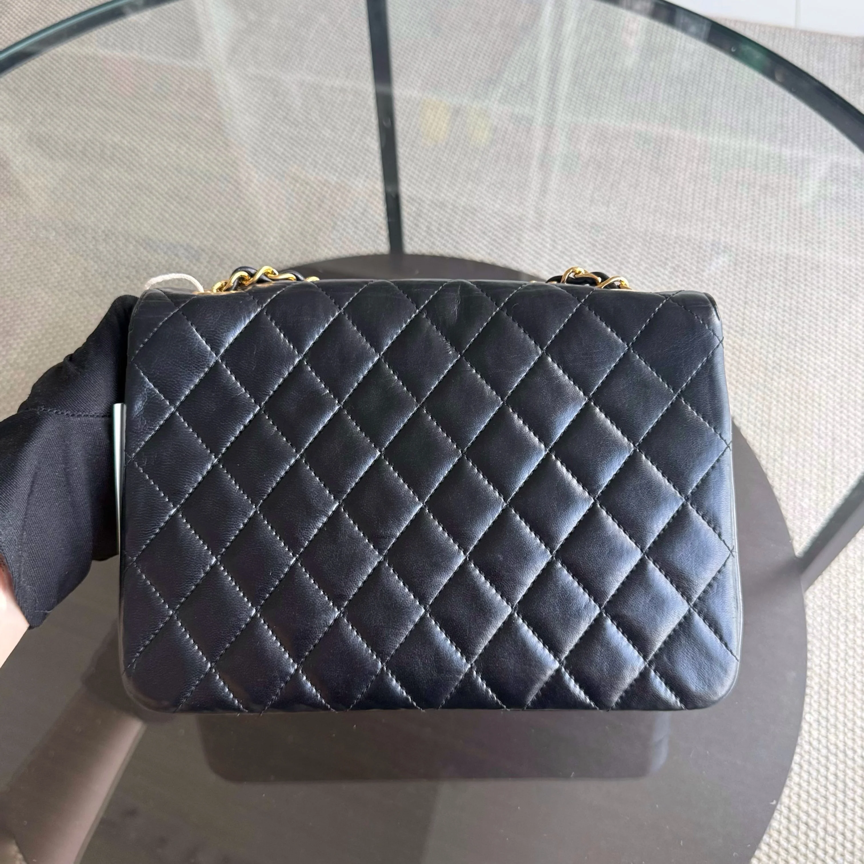 Chanel Medium Flap Vintage - Quilted Lambskin Black Gold Hardware Series 1