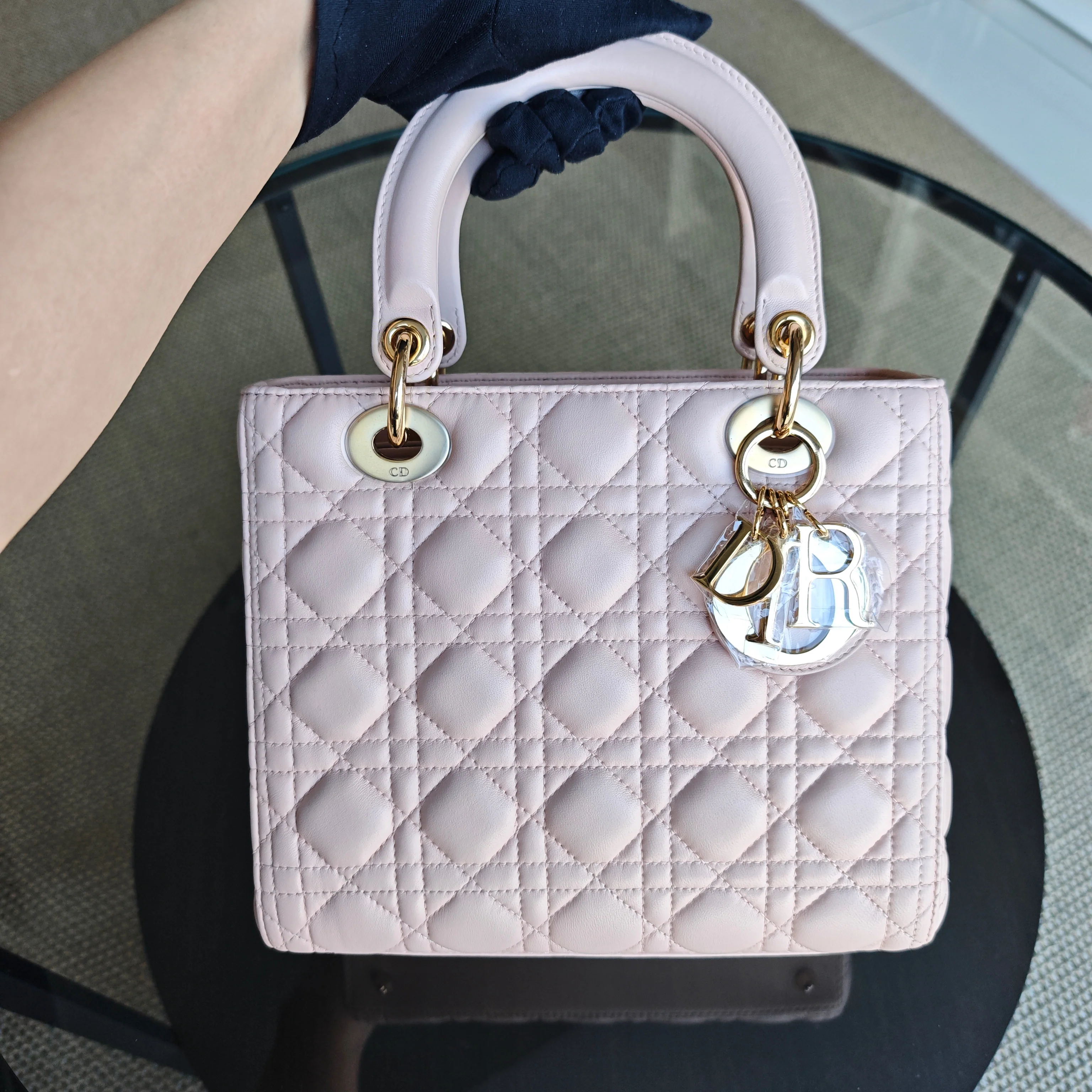 Dior Lady Medium - Cannage Lambskin Sakura Pink Gold Hardware NO STRAP