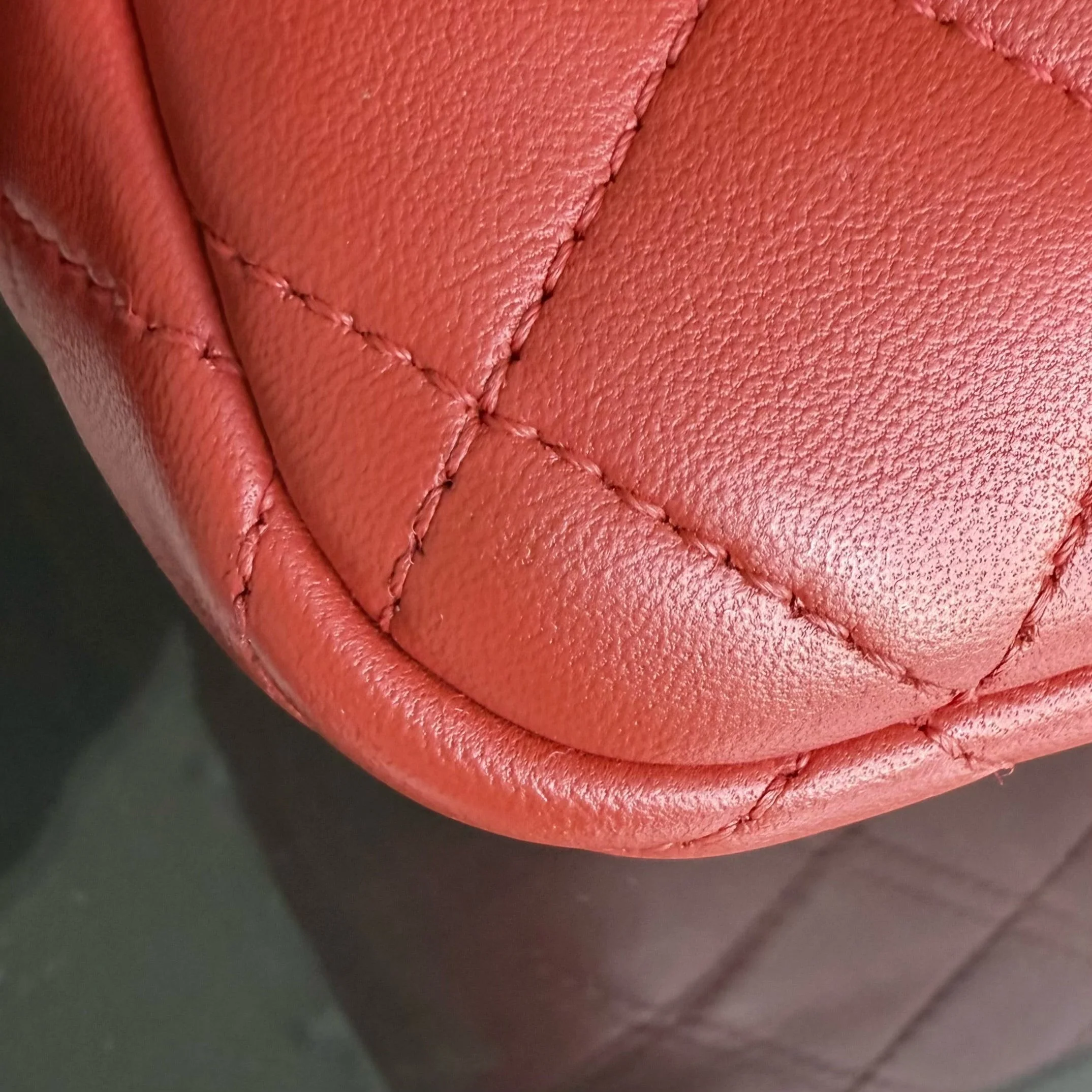 Chanel Seasonal Flap - Two Tone Quilted Lambskin Red Grey Golden Hardware Series 23