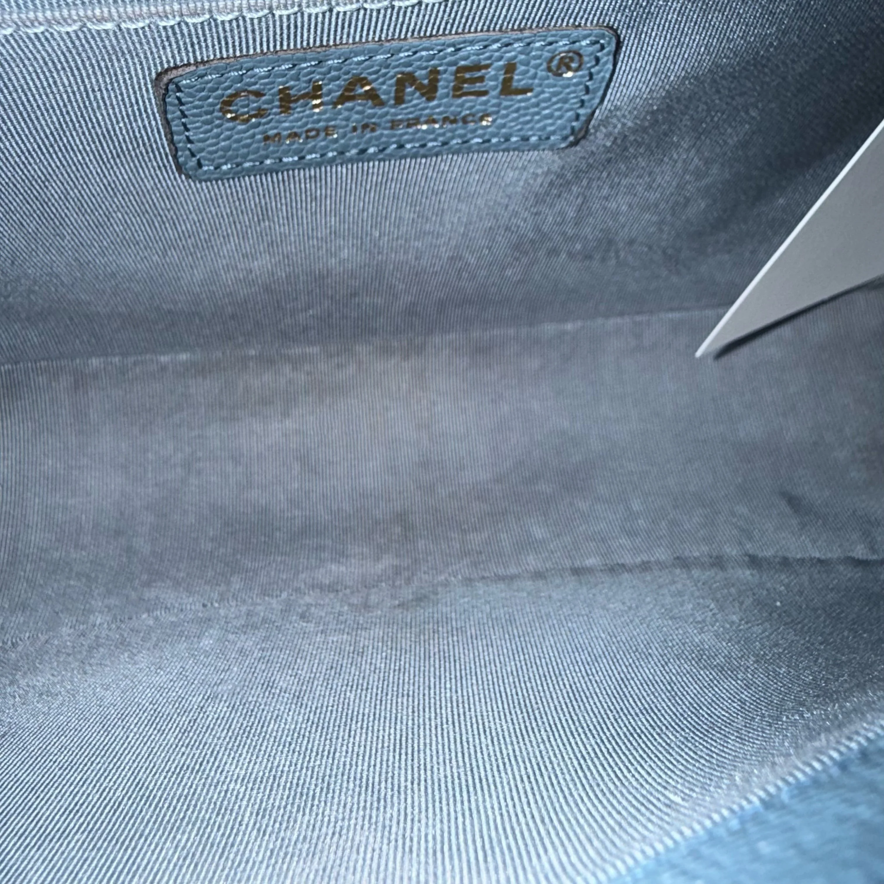 Chanel Boy Medium - Caviar 25CM Quilted Blue Gold Hardware 25