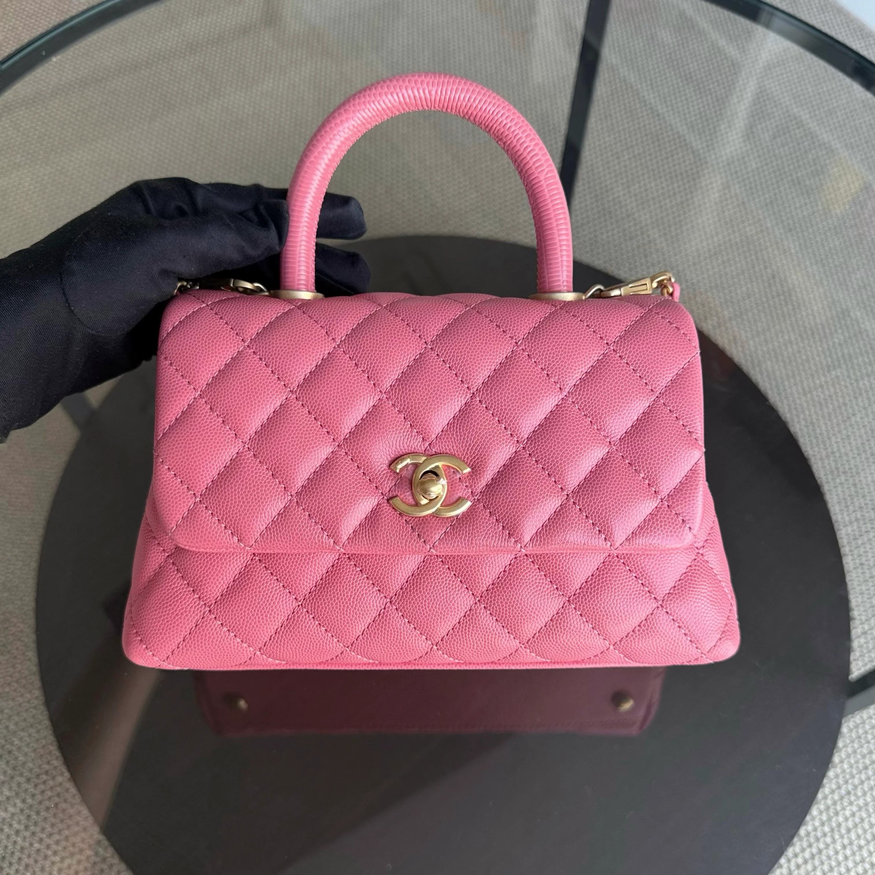 Chanel Coco Handle Small - Caviar Quilted Pink Gold Hardware Series 27