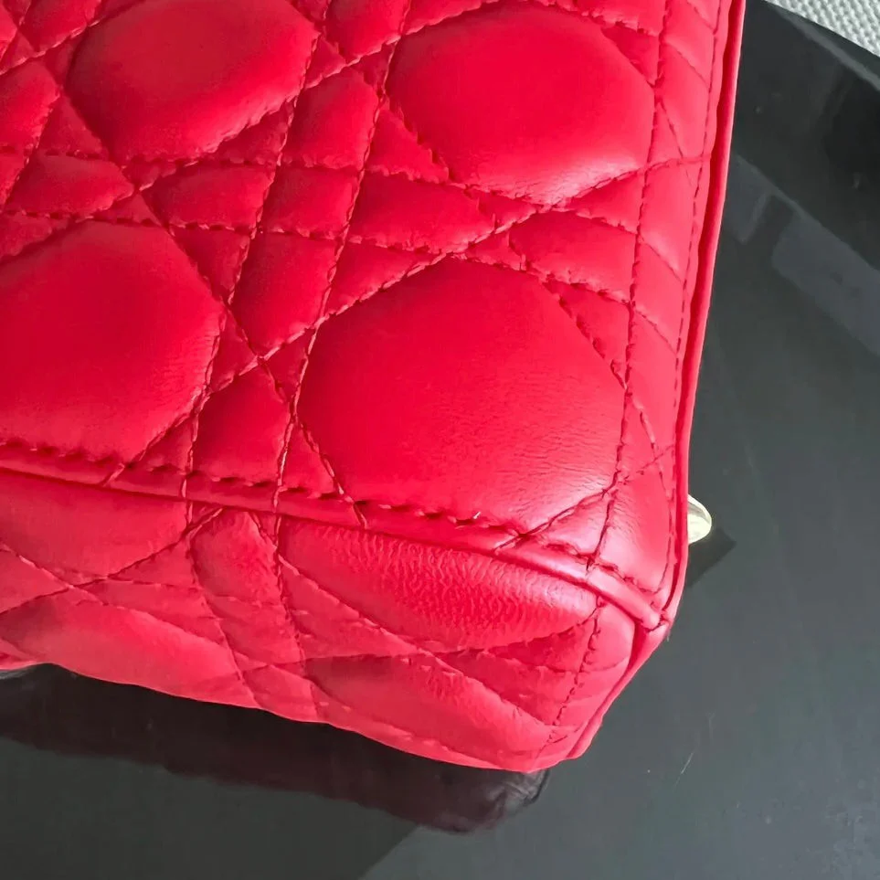 Dior Lady Small Flap - Cannage Lambskin Red Gold Hardware