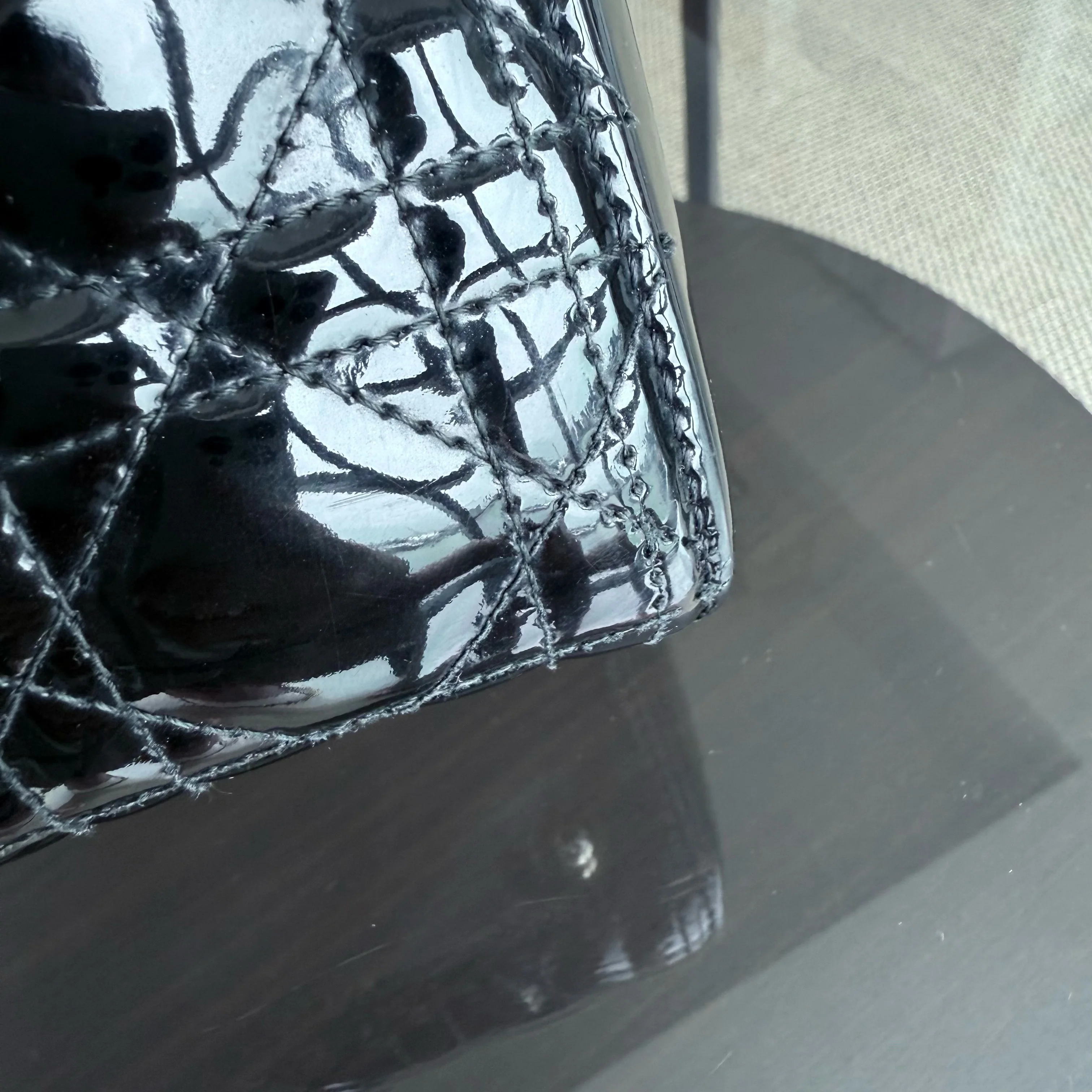 Dior Lady Large - Patent Calfskin Black Gold Hardware NO STRAP