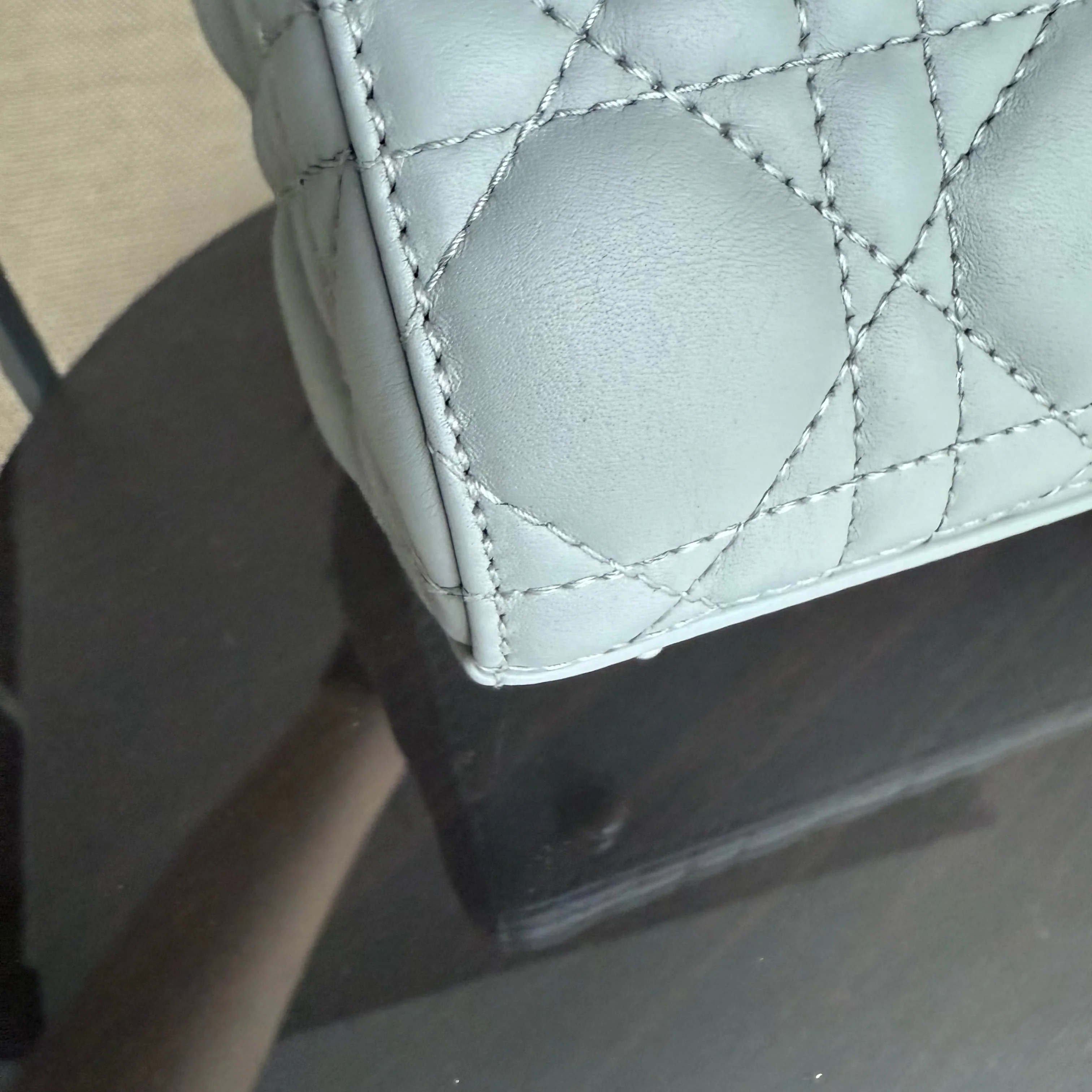 Dior Lady Small ABC - All Gray Grey Cannage Calfskin Black Hardware