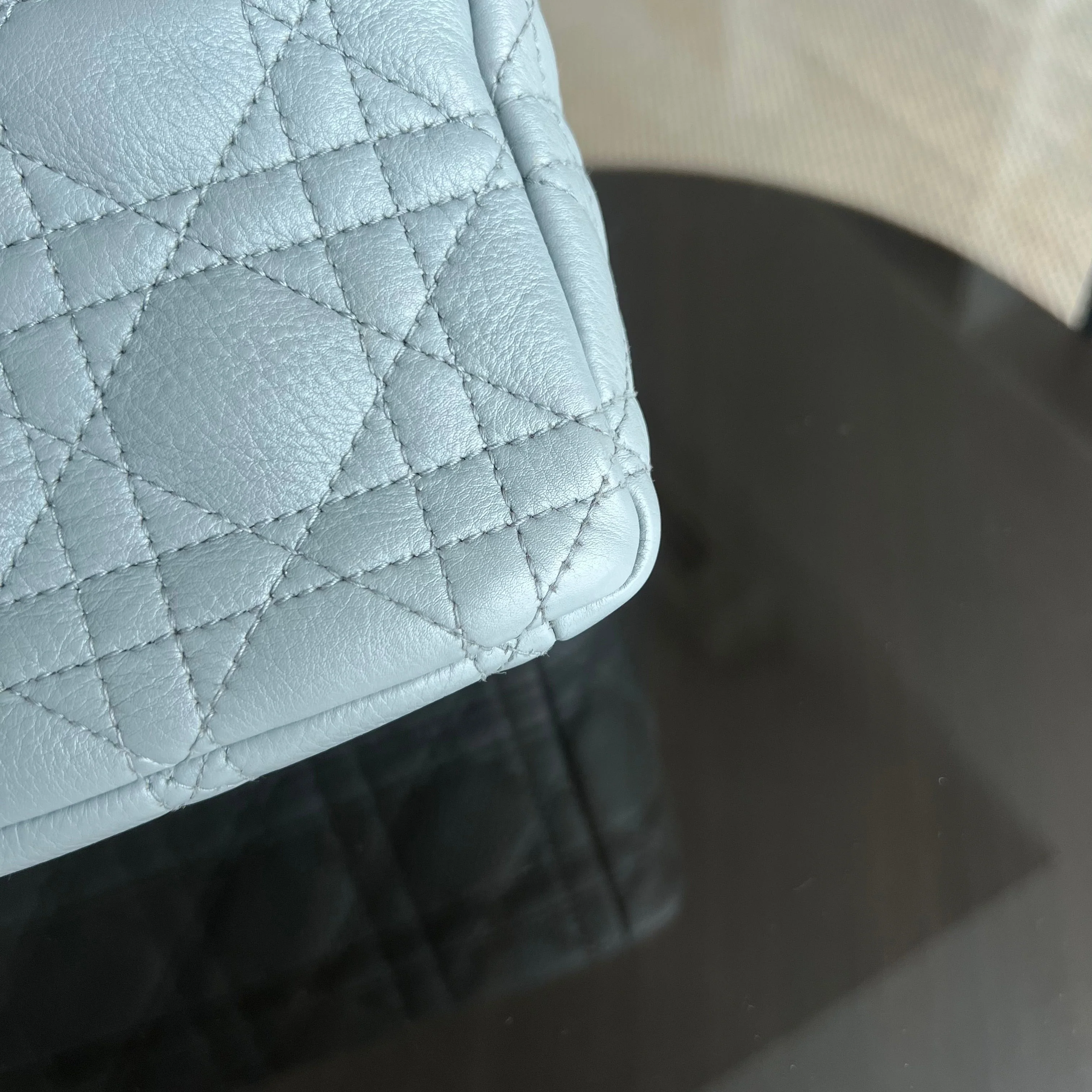 Dior Caro Medium - Cannage Calfskin Grey Gray Gold Hardware