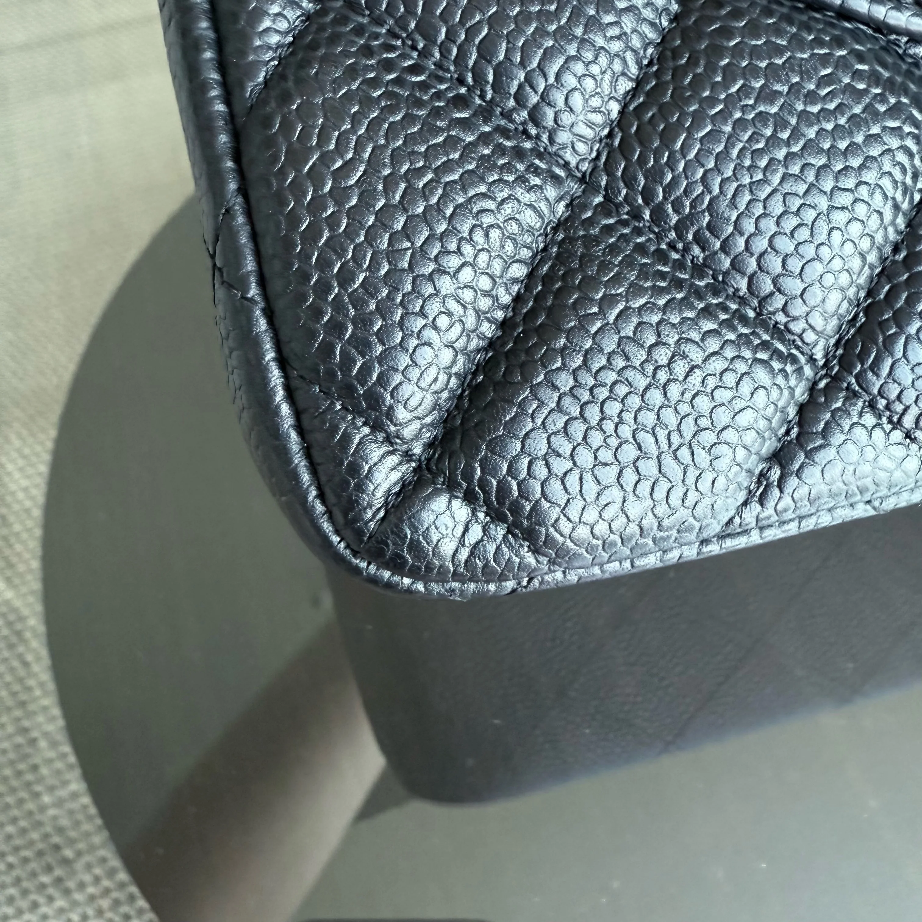 Chanel Classic Flap Jumbo - Caviar 30CM Double Flap Quilted Grained Calfskin Black Gold Hardware Series 16