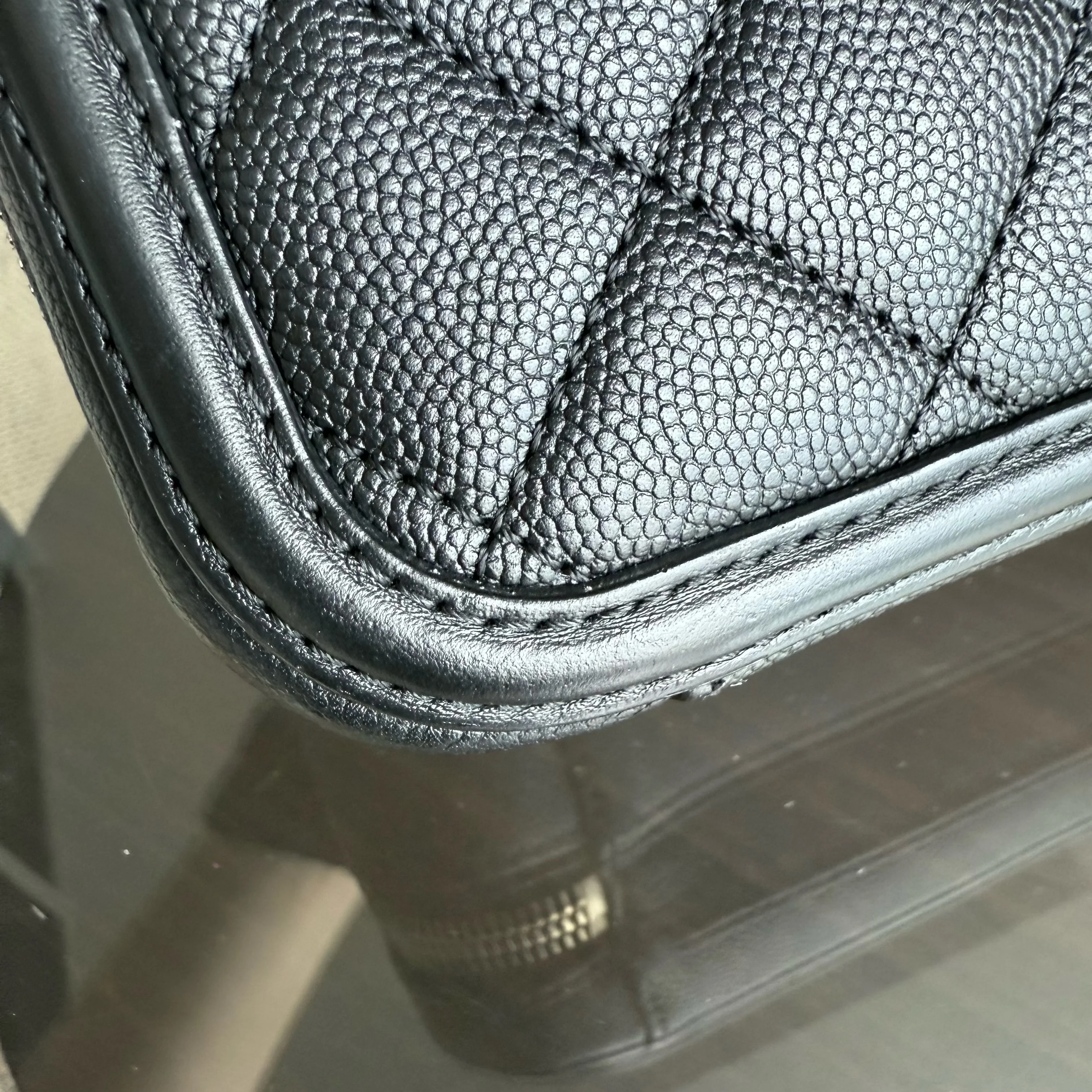 Chanel Filigree Vanity Case Medium - Caviar Quilted Grained Calfskin Black Gold Hardware Series 25