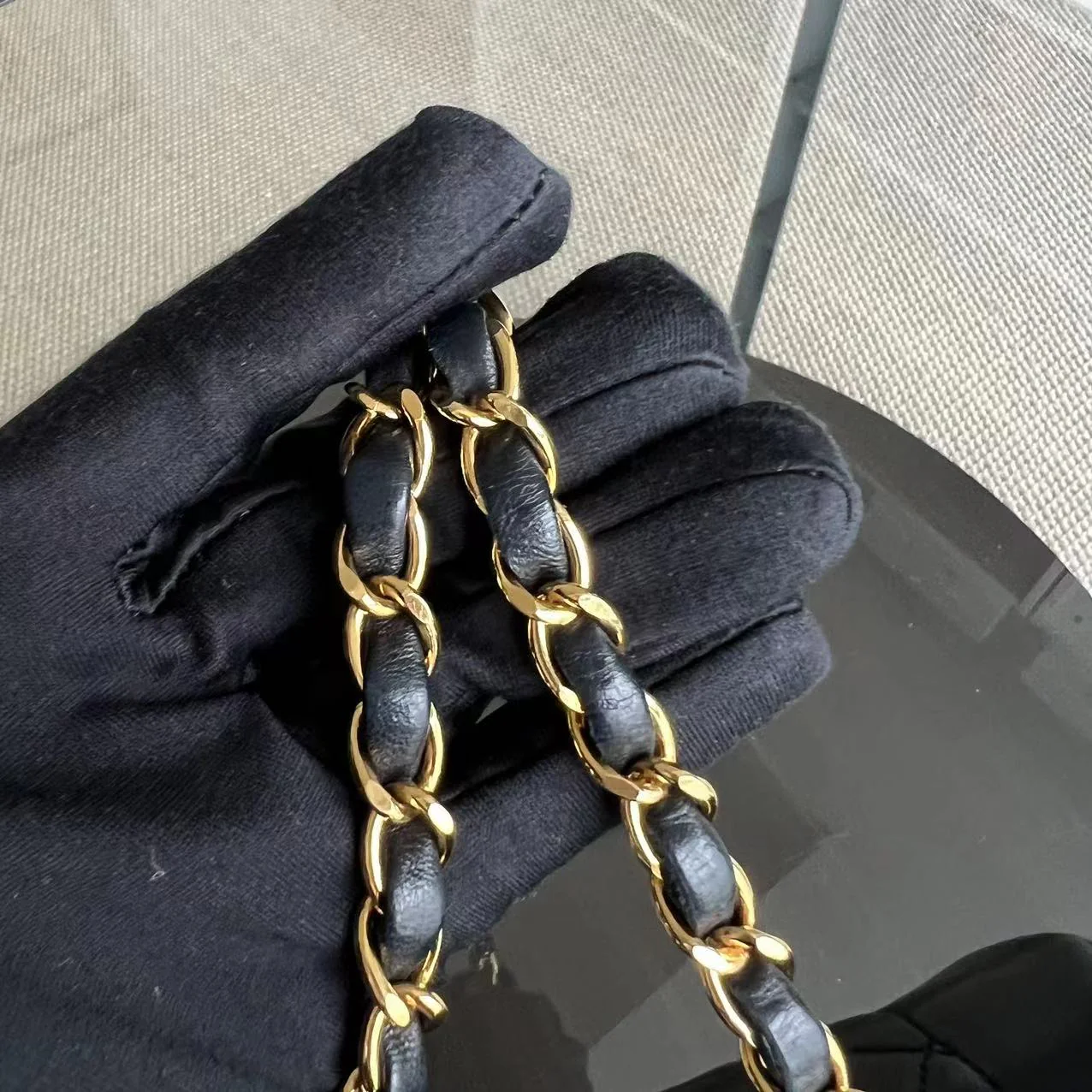 Small Diana Vintage Quilted Lambskin Black 24K Golden Hardware Series 4