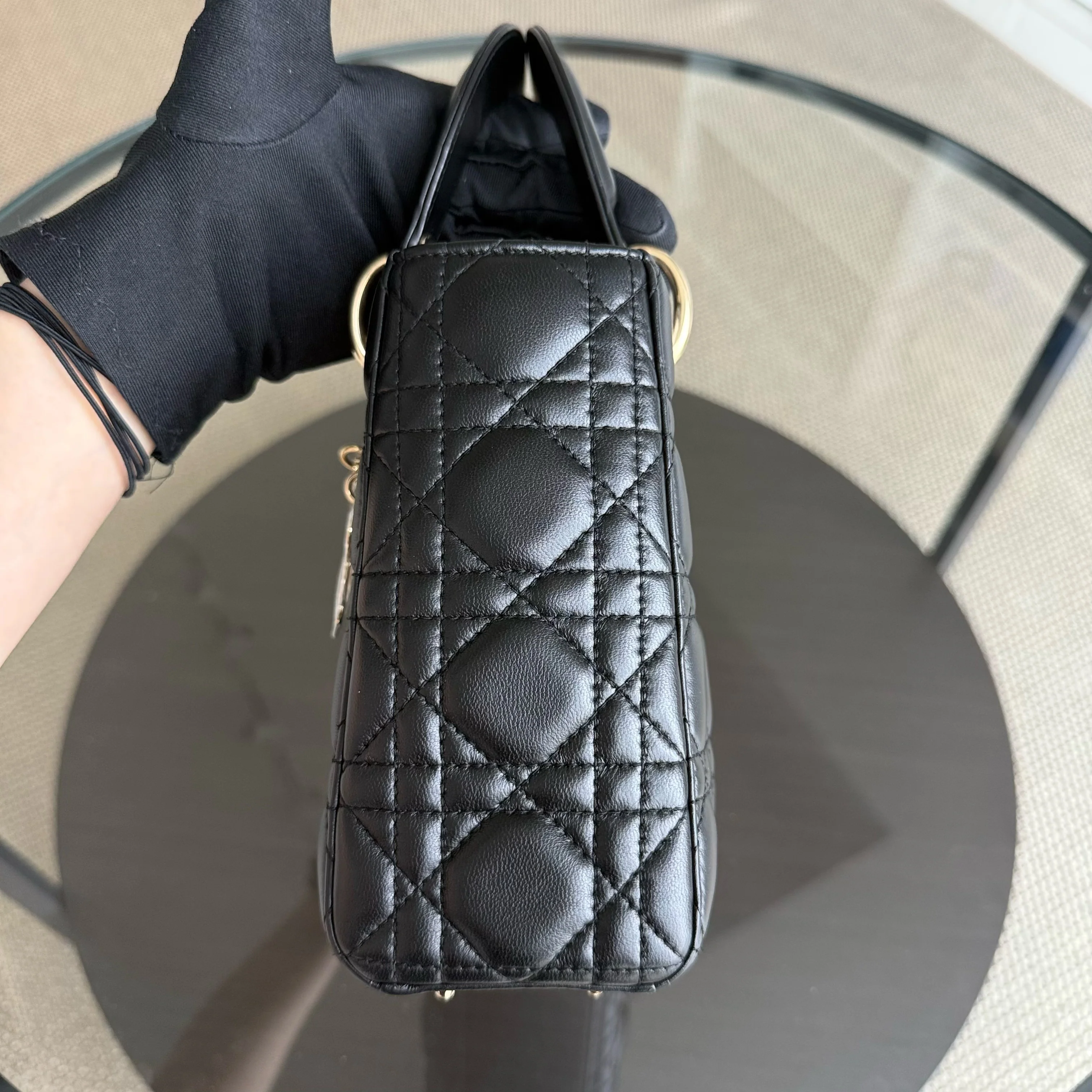 Dior Lady Small - Cannage Lambskin Black Gold Hardware