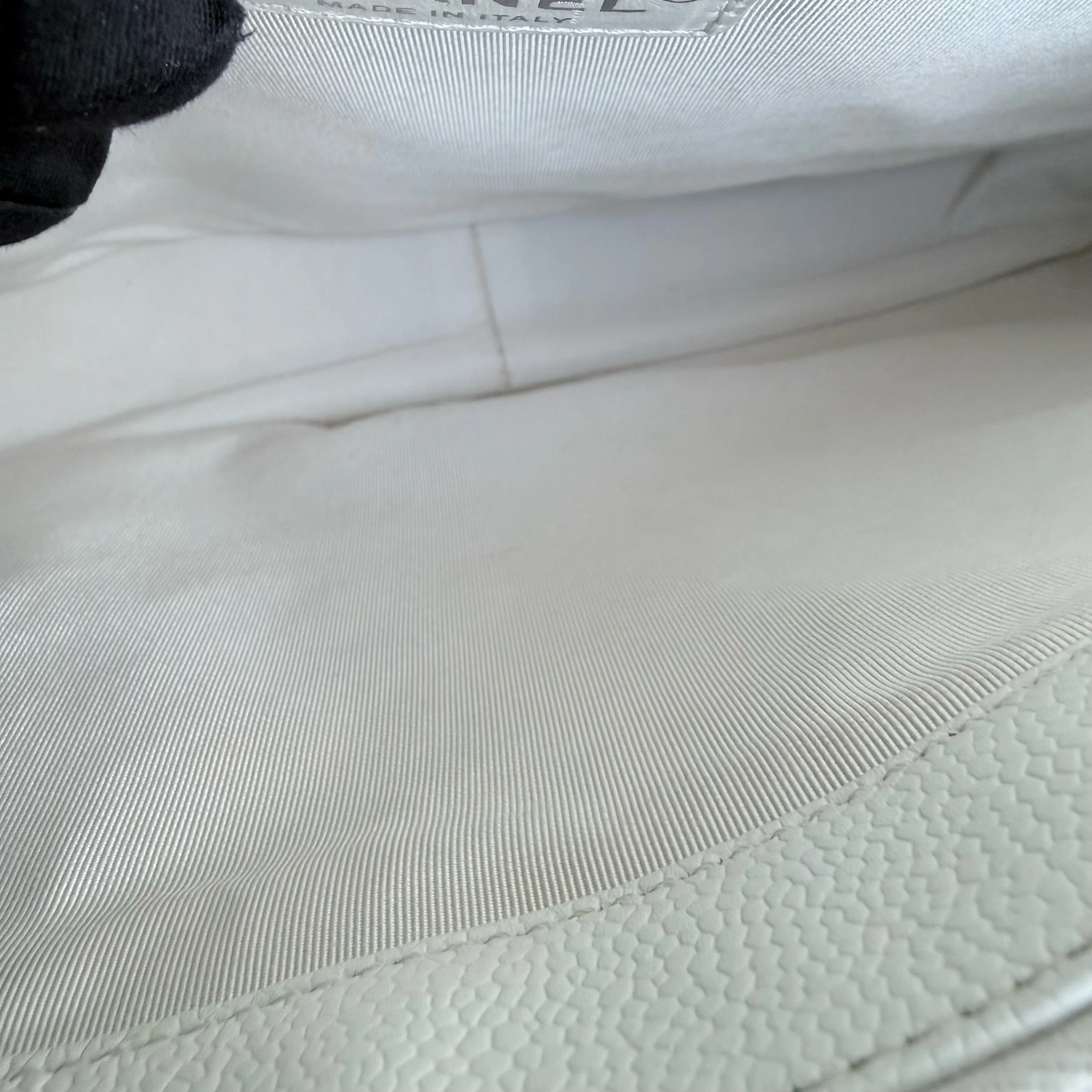 Chanel GST Grand Shopping Tote - Caviar Quilted White Silver Hardware