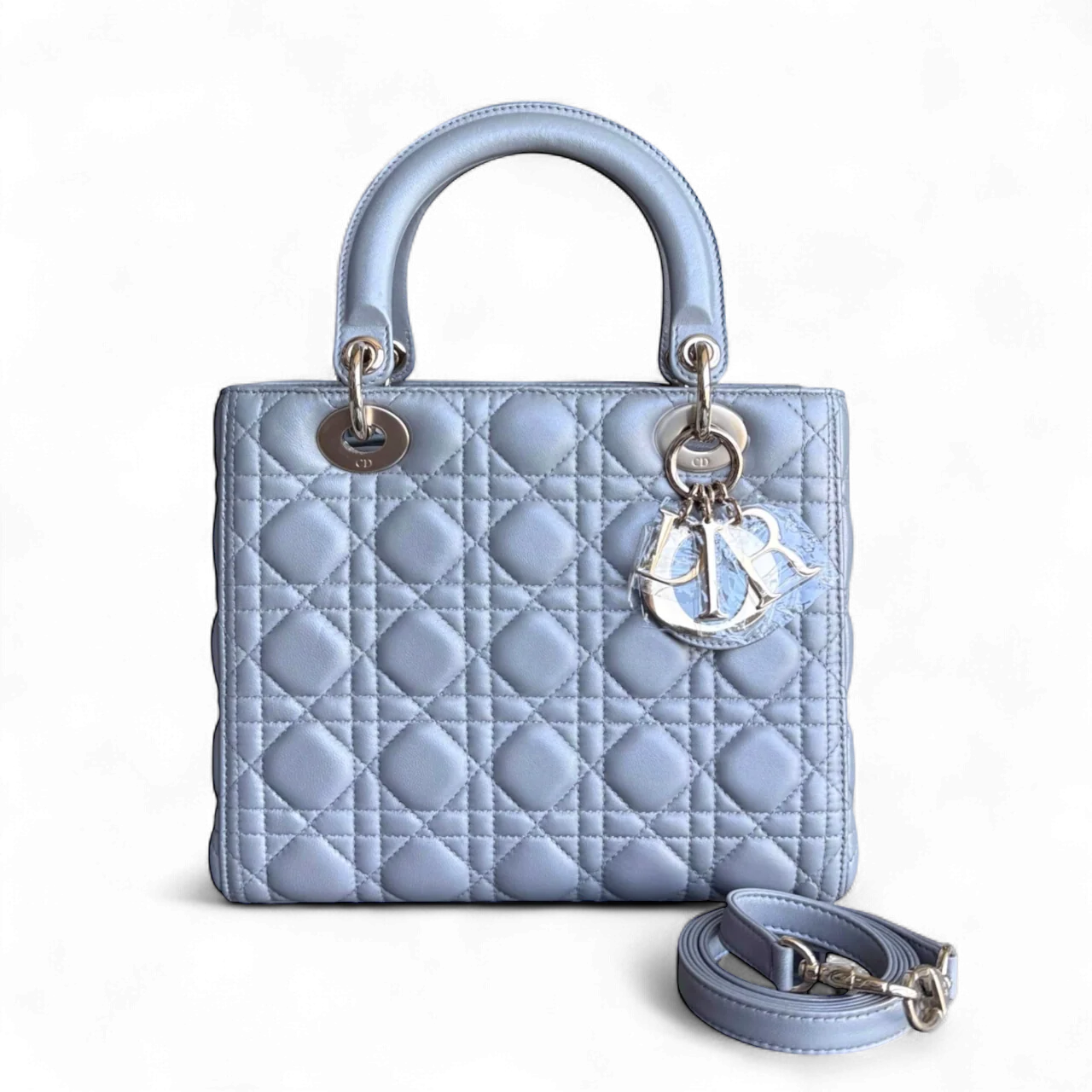 Dior Lady Medium - Canange Lambskin Gray Gold Hardware