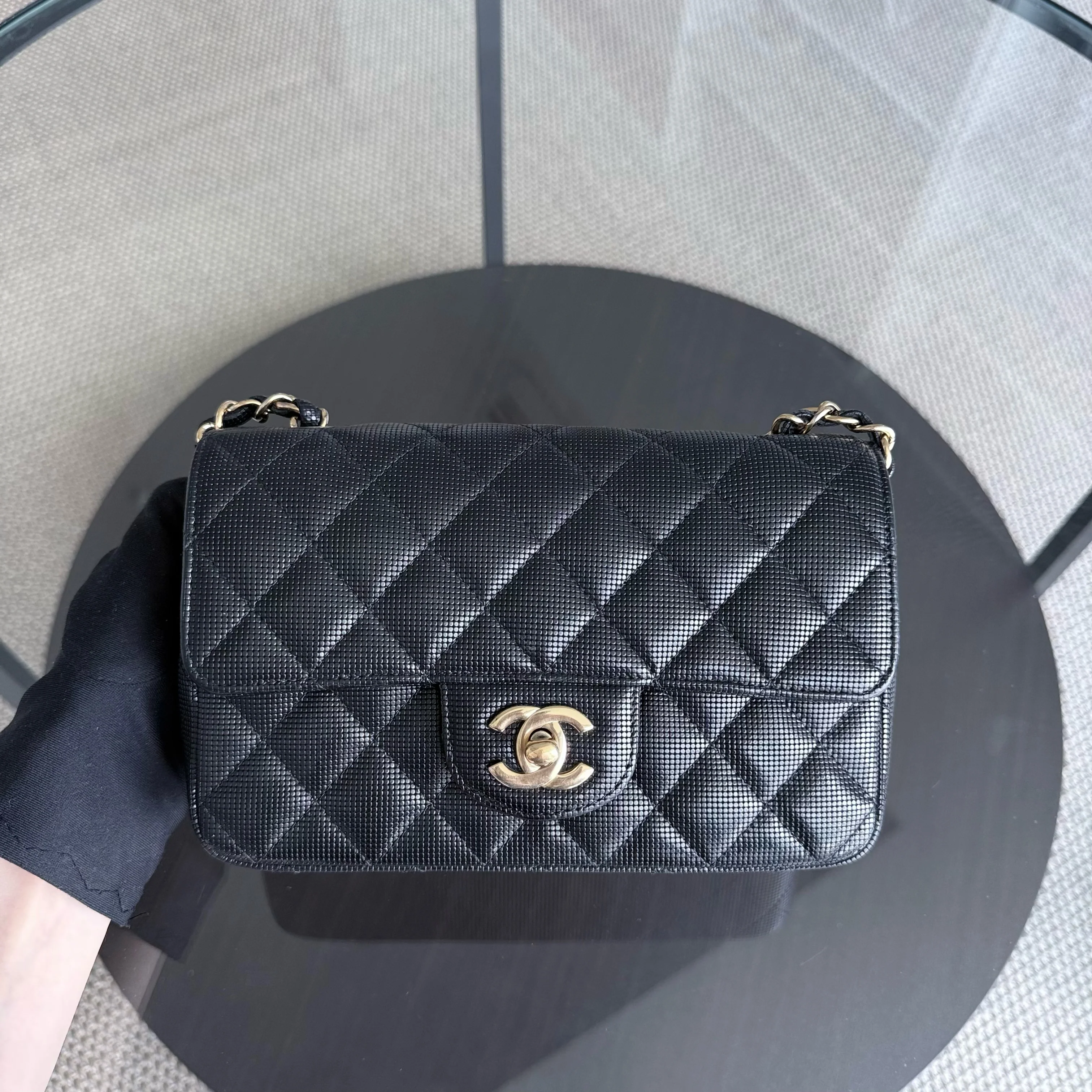 Chanel Classic Flap Mini - Pixelated Calfskin 20CM Limited Edition Quilted Black Gold Hardware Series 21