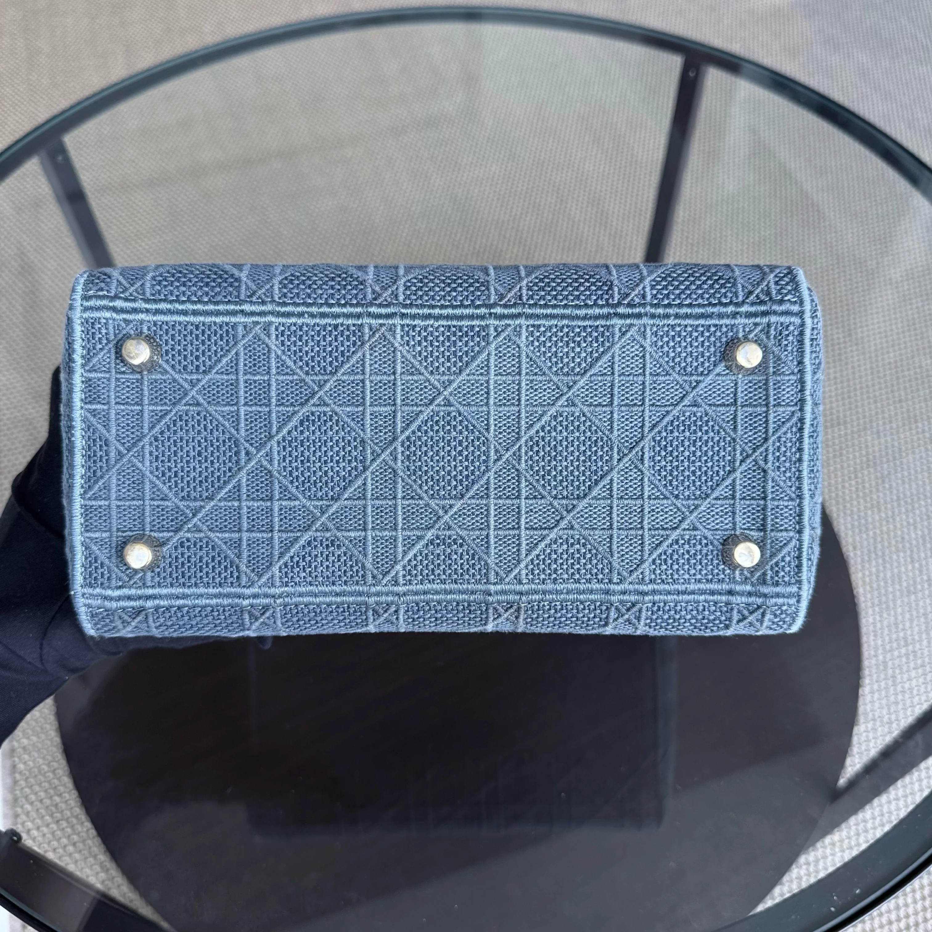 Dior Lady D-Lite - Cannage Embroidered Light Denim Blue Gold Hardware