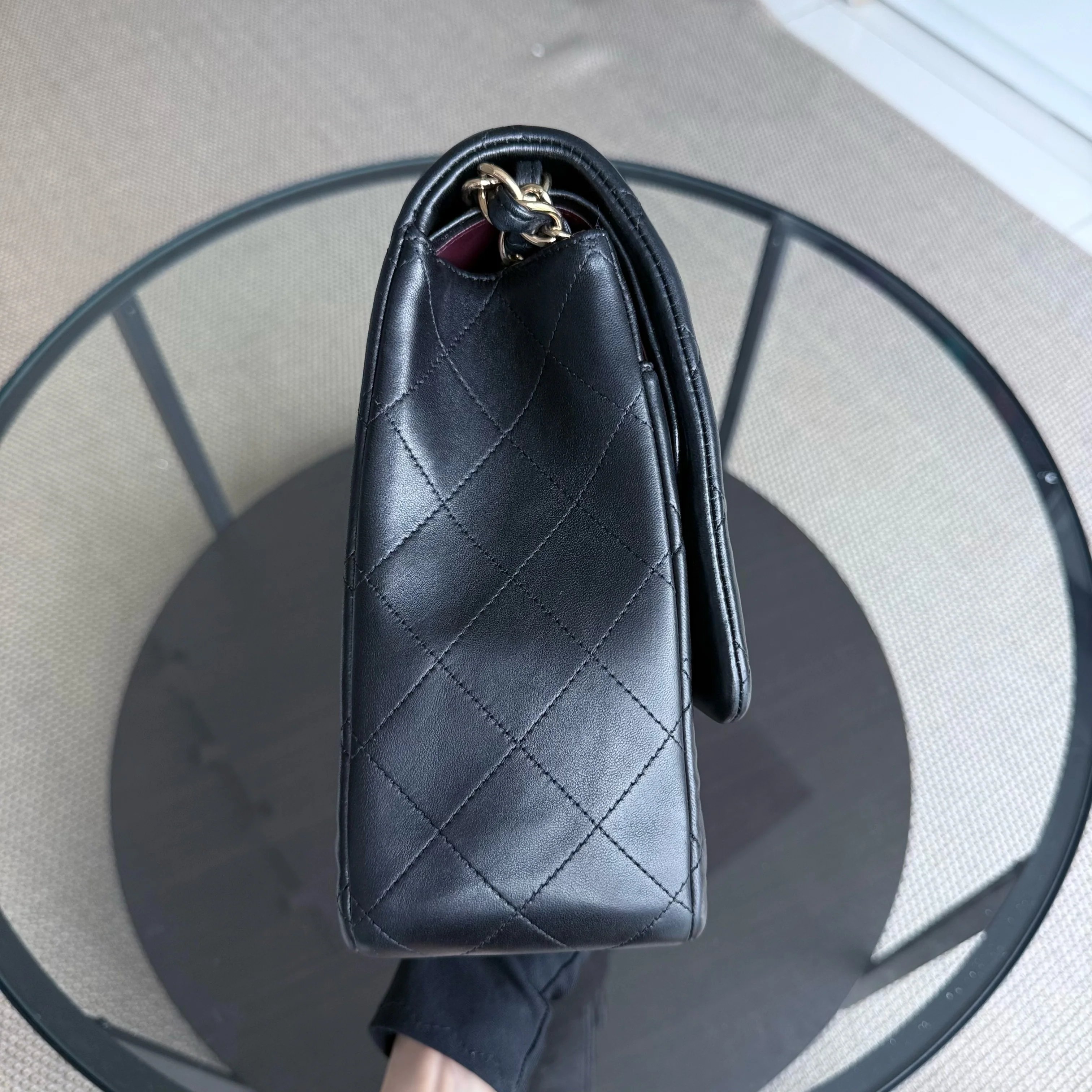 Chanel Classic Flap Maxi - Double Flap 33CM Quilted Lambskin Black Gold Hardware Series 15