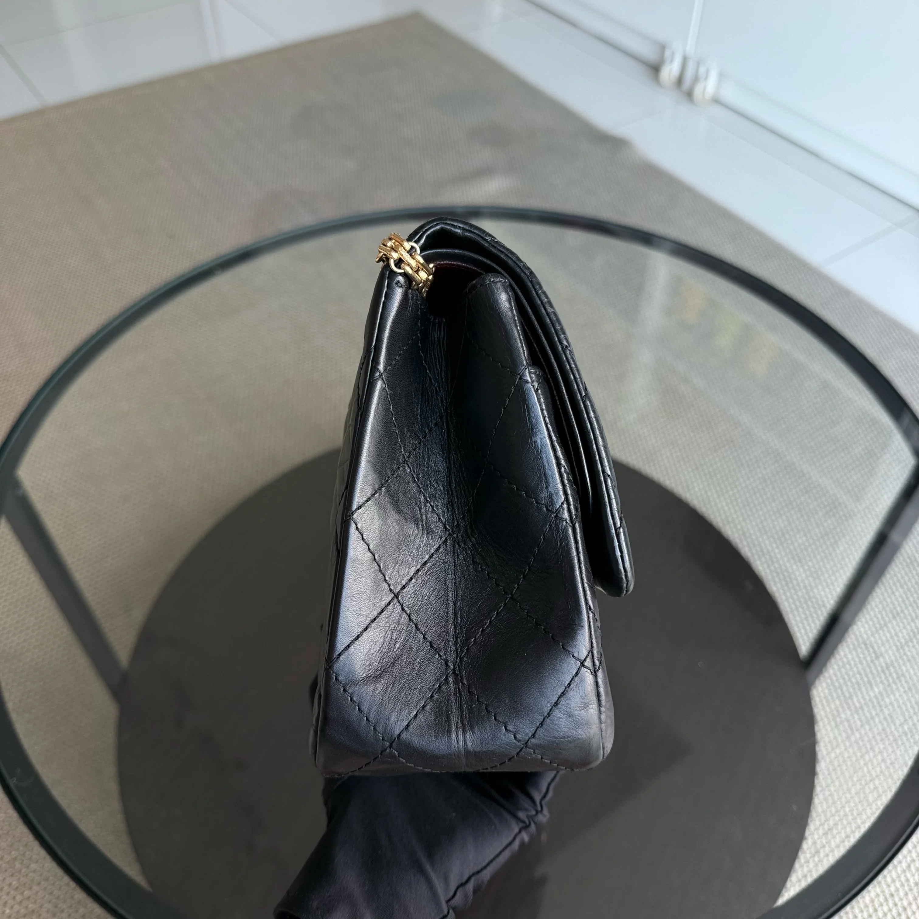 Chanel 2.55 Reissue 227 - Quilted Aged Calfskin Black Gold Hardware Series 18