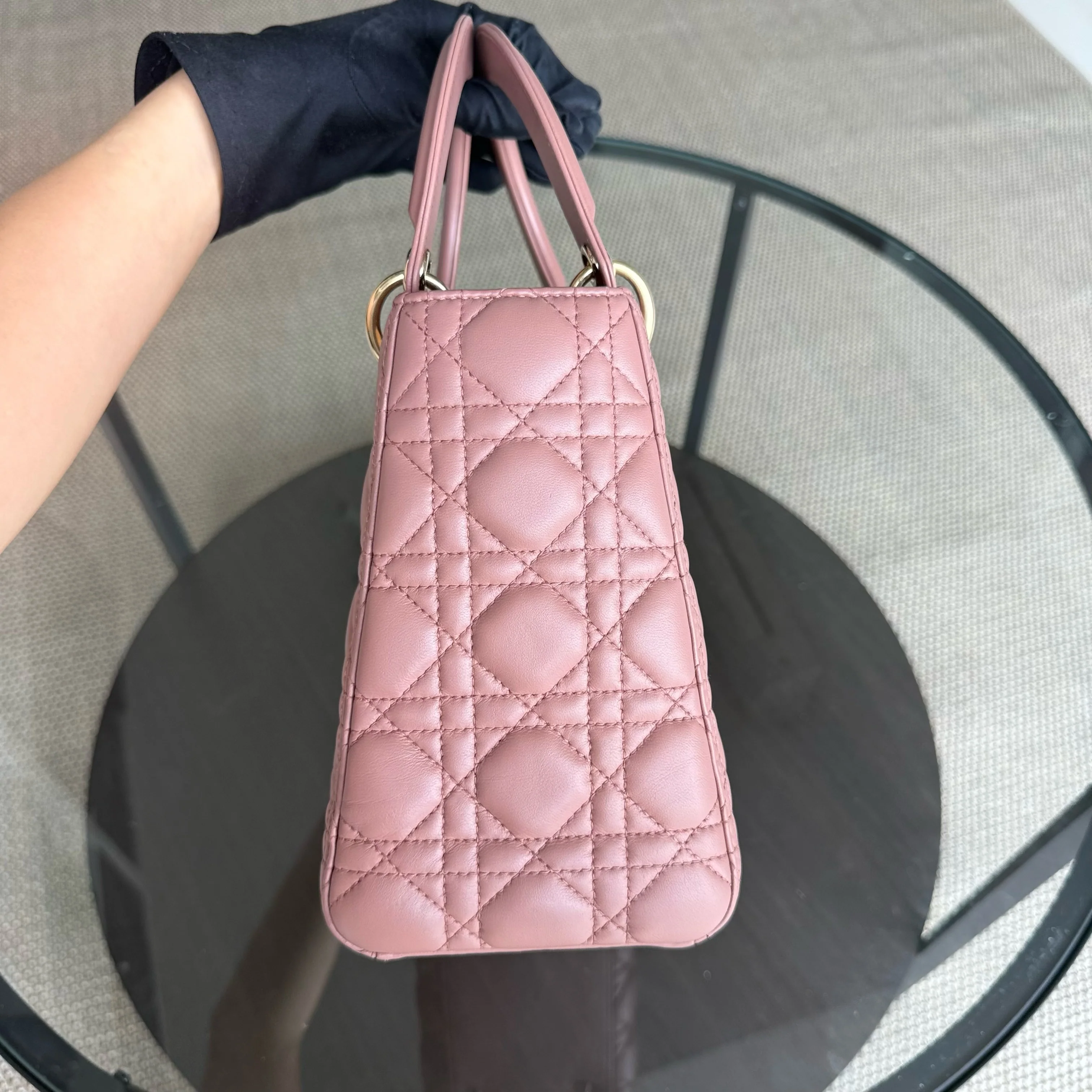 Dior Lady Medium - Cannage Lambskin Blush Gold Hardware NO STRAP