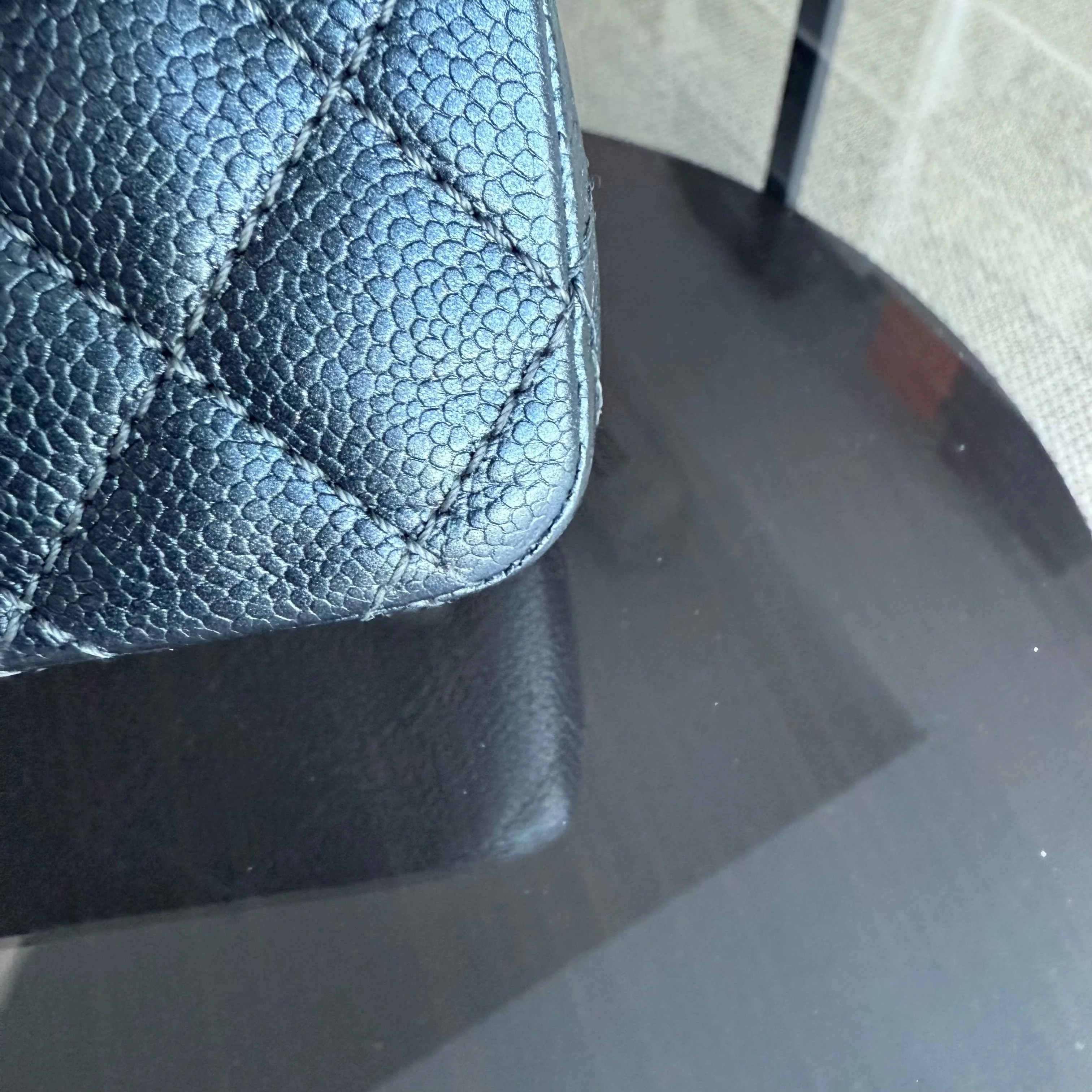 Chanel Classic Flap Medium - Caviar 25CM Quilted Grained Calfskin Dark Gray Silver Hardware Series 20