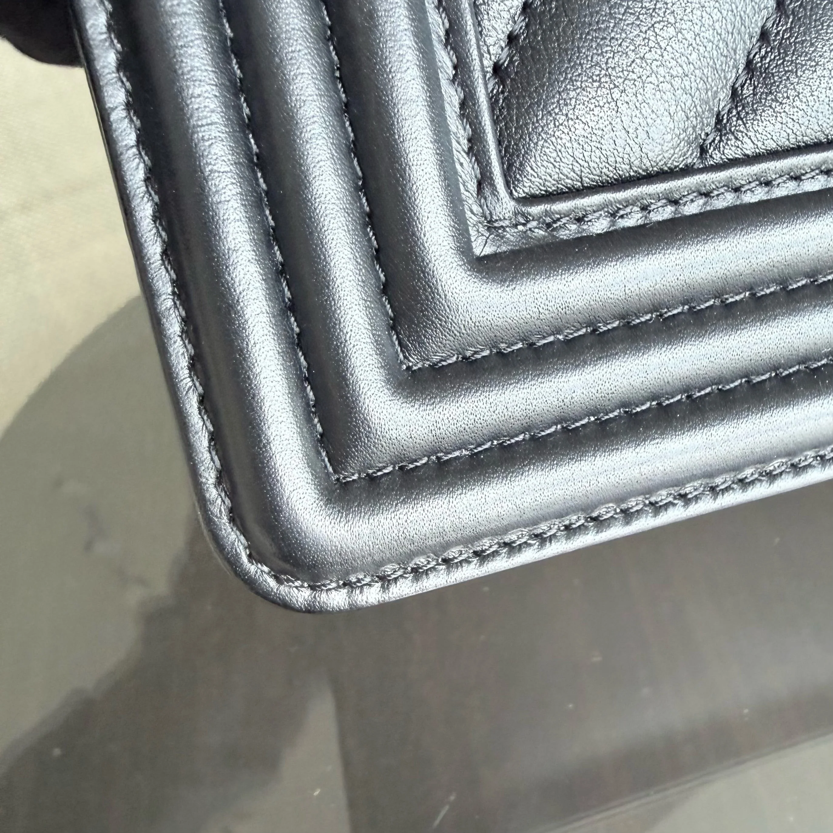 Chanel Boy Medium - 25CM Chevron Calfskin Black Ruthenium Silver Hardware