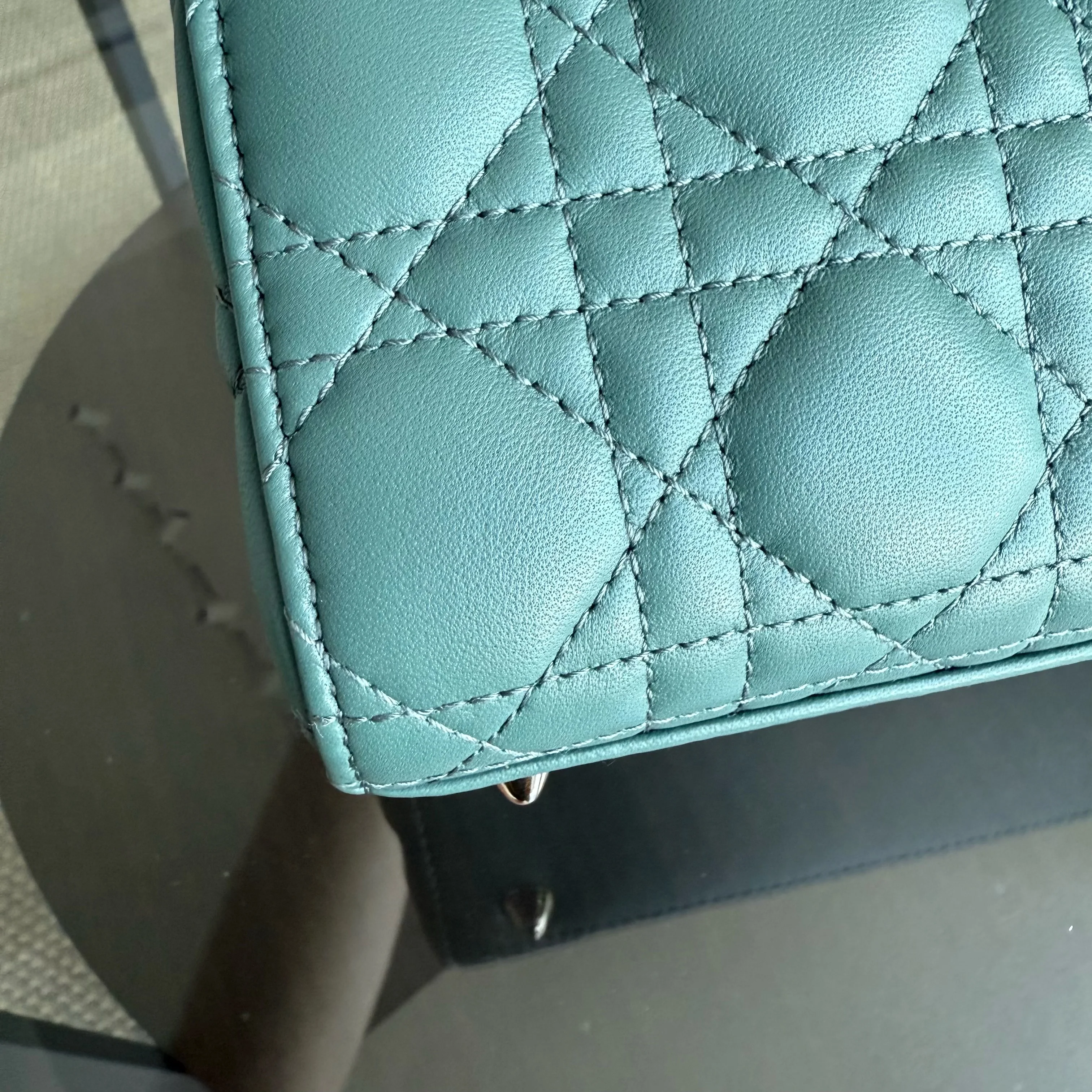 Dior Lady Small Flap - Cannage Lambskin Green Gold Hardware with Charms