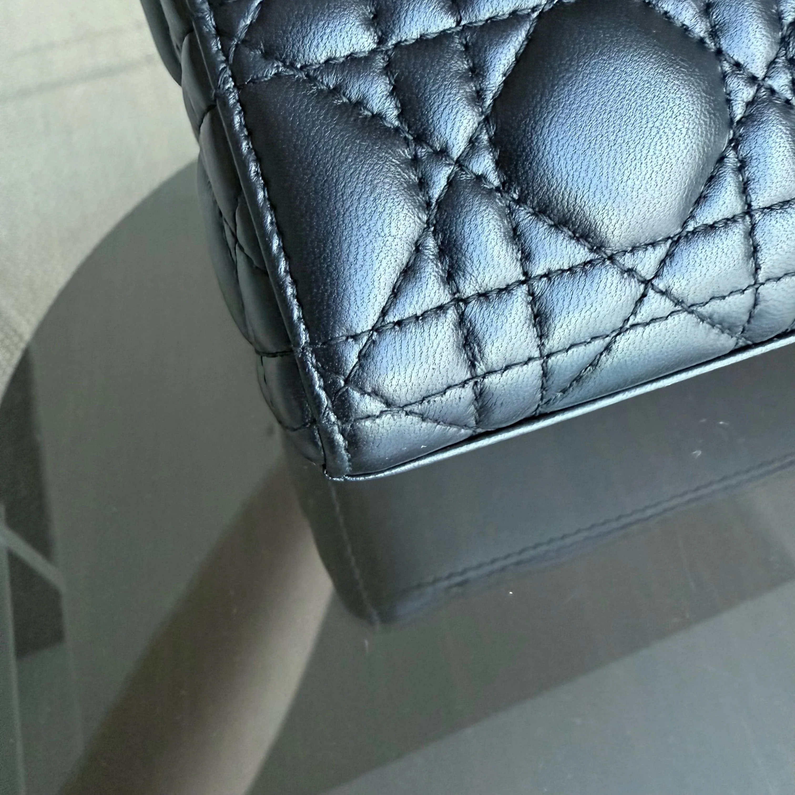 Dior D-Joy Medium - Cannage Lambskin Black Gold Hardware