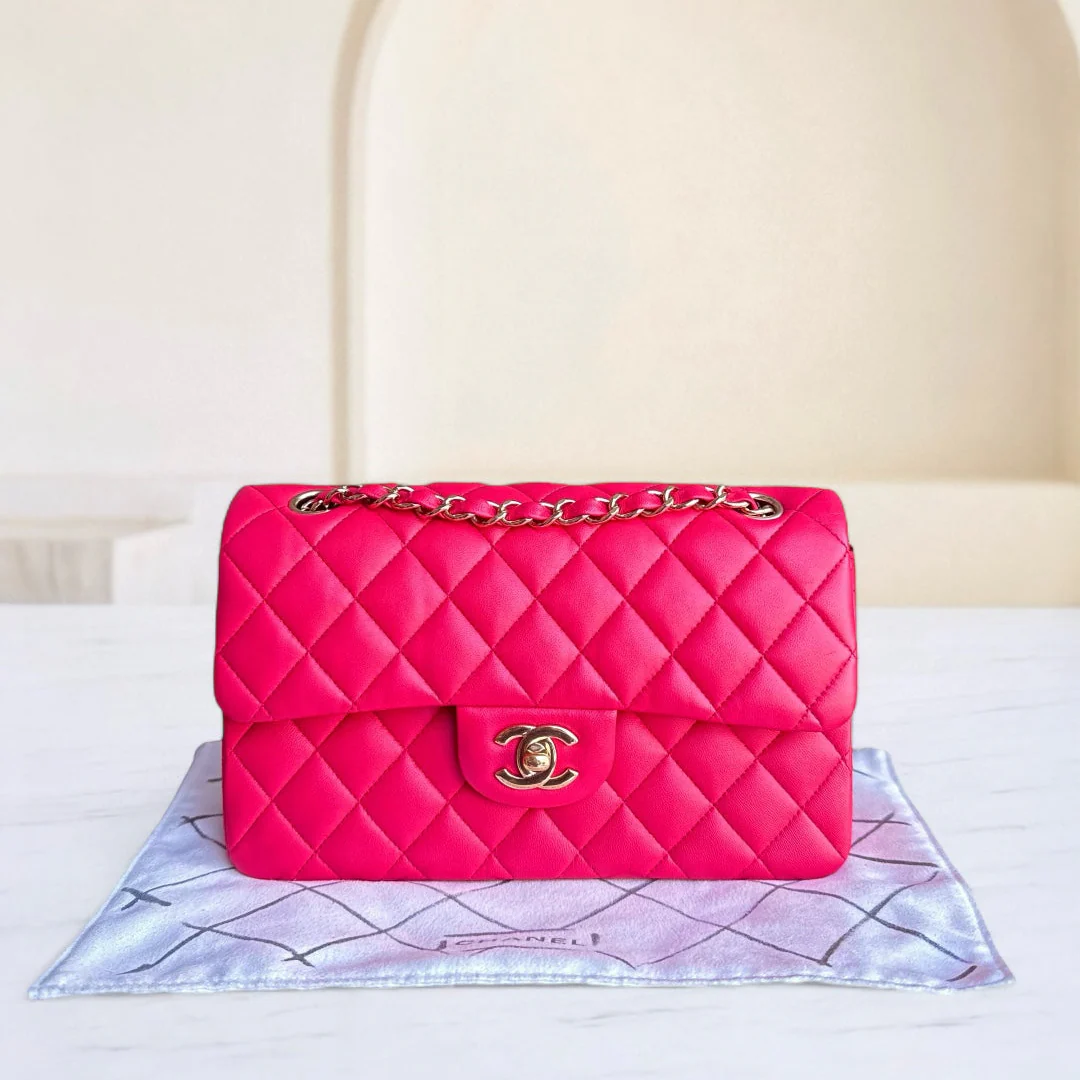 Chanel Classic Flap Small - 23CM Quilted Lambskin Red Gold Hardware Series 25
