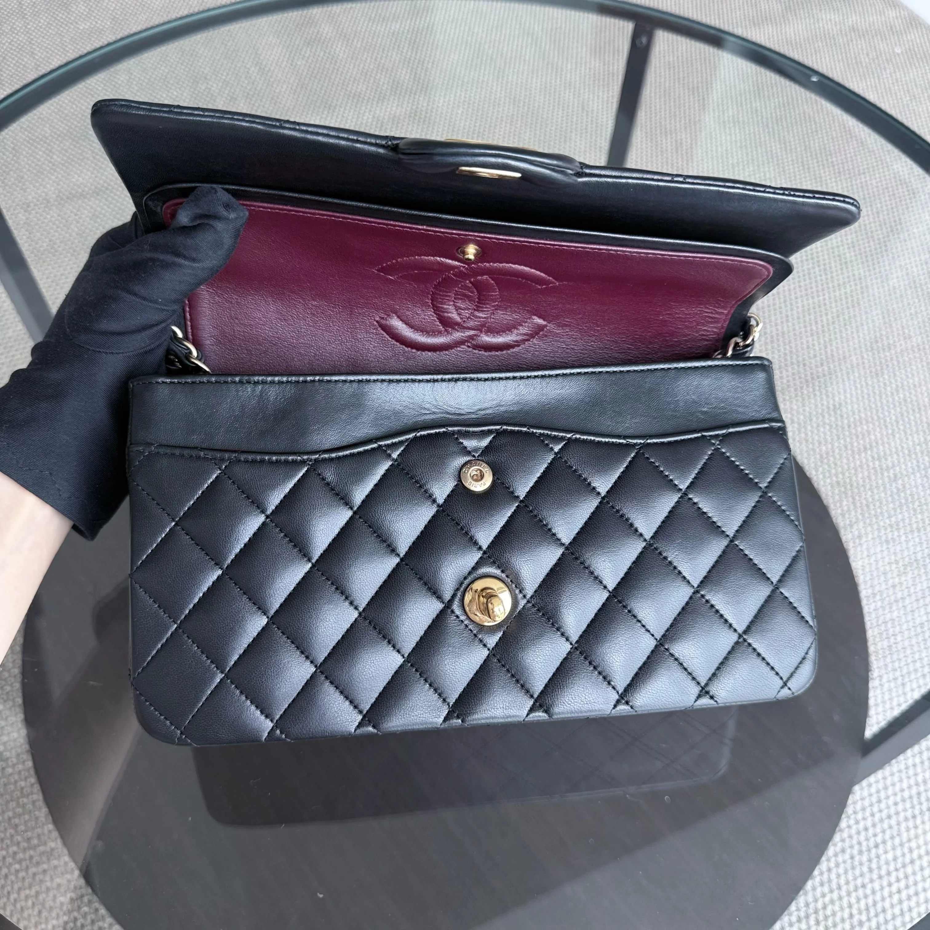 Chanel Classic Flap Medium - 25CM Quilted Lambskin Black Gold Hardware