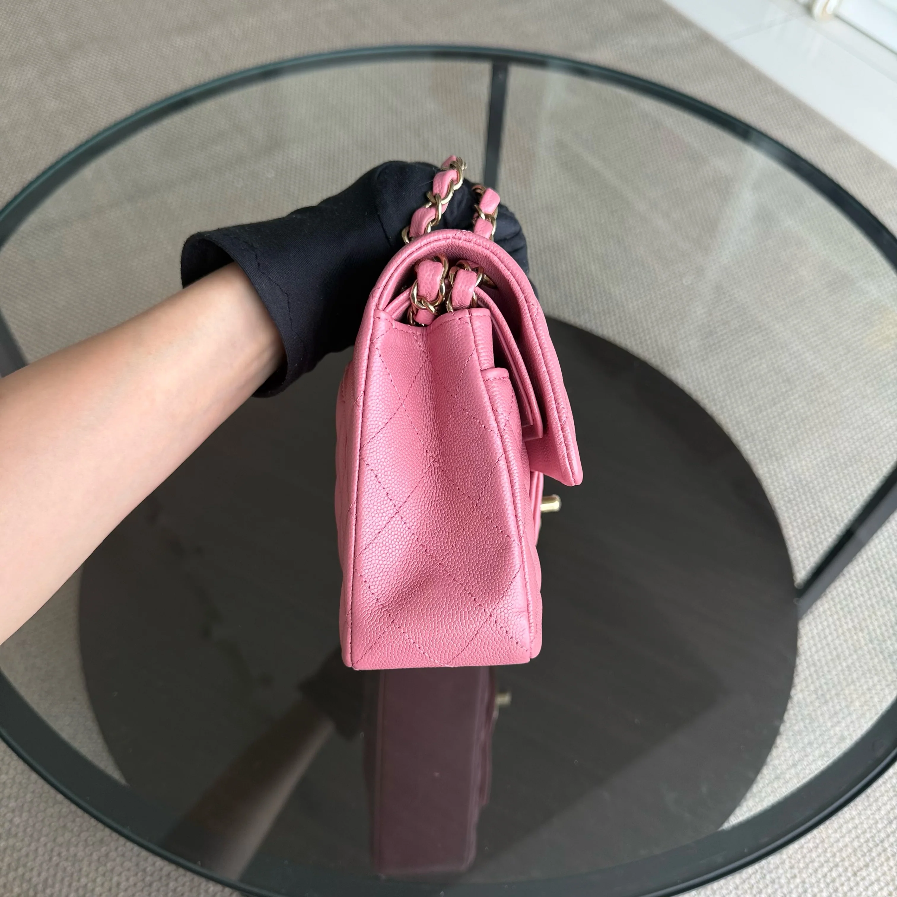 Chanel Classic Flap Small - Caviar 23CM Quilted Pink Gold Hardware Microchip