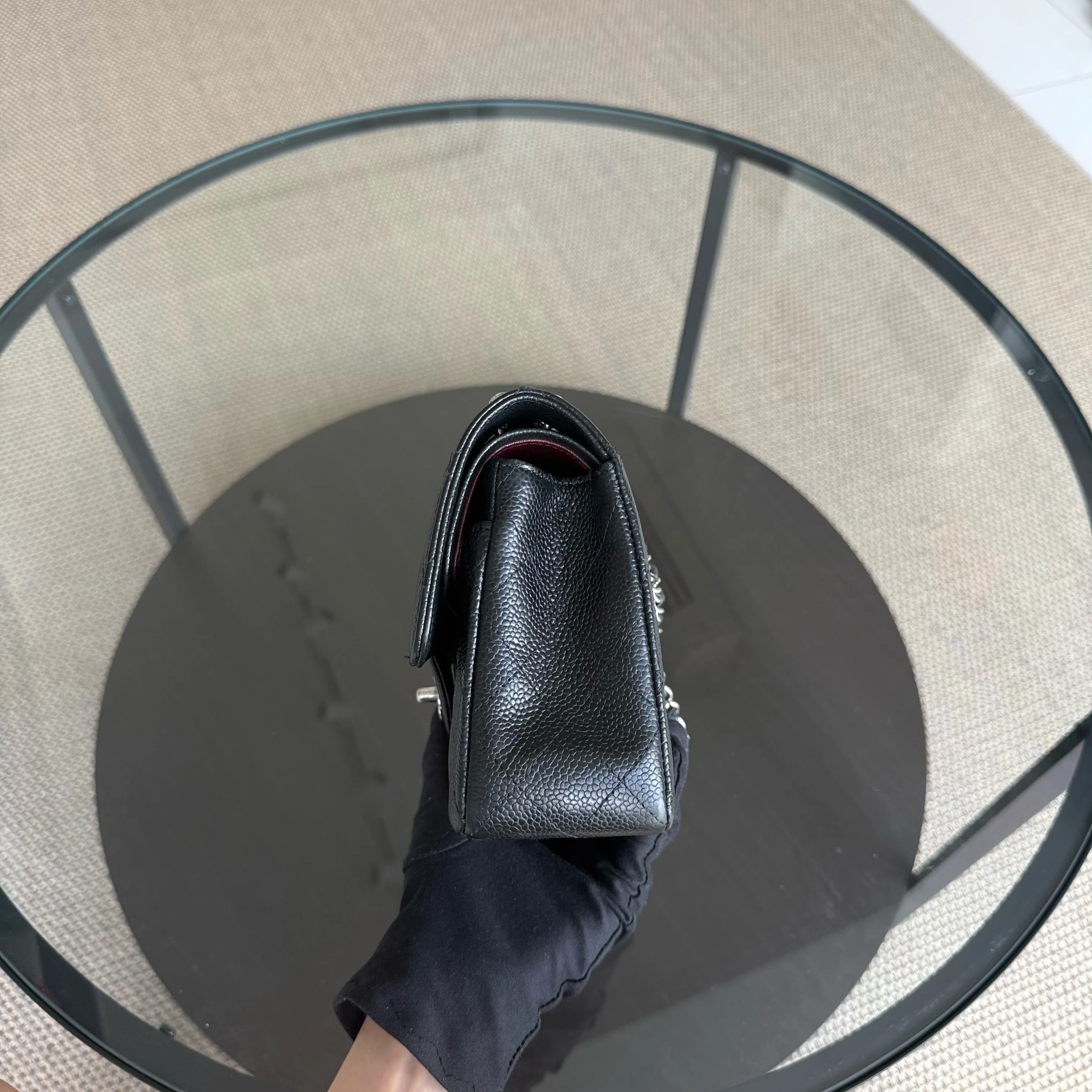 Chanel Classic Flap Small - 23CM Quilted Caviar Black Silver Hardware Series 19