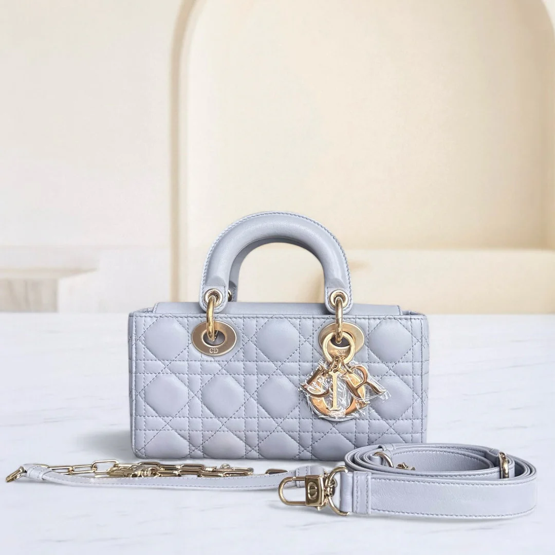 Dior Lady D-Joy Small - Cannage Lambskin Gray Gold Hardware