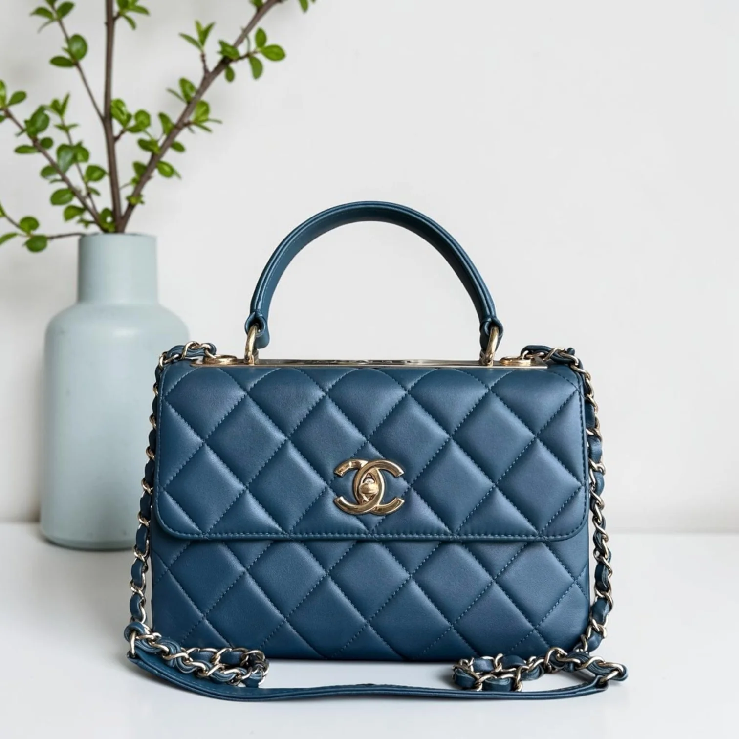 Chanel Trendy CC Small - Quilted Lambskin Blue Gold Hardware Series 23