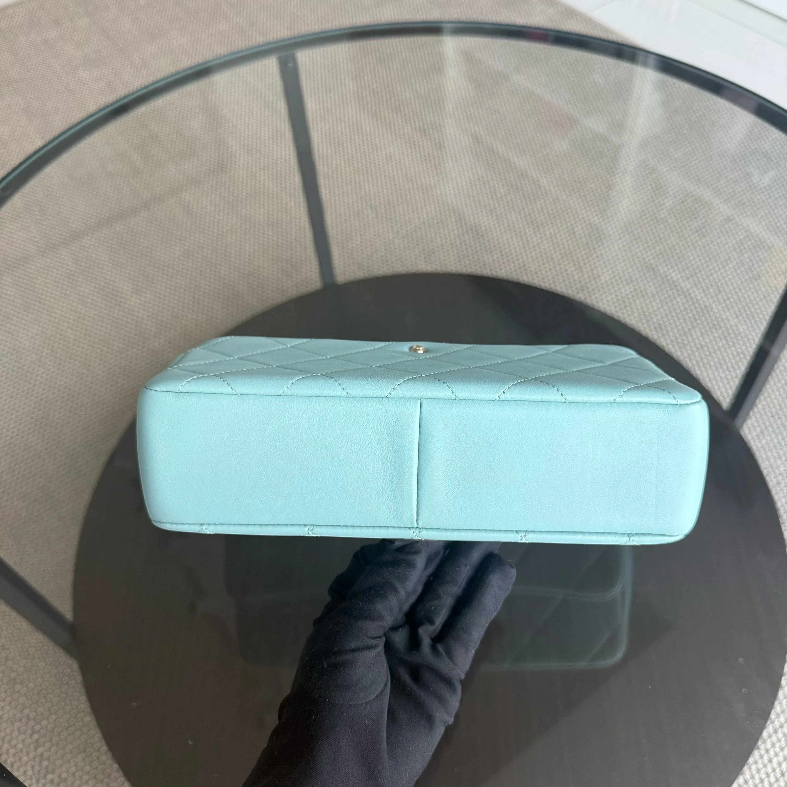 Chanel 2020 Elegant Resin Chain Seasonal Flap - Quilted Lambskin Tiffany Blue GHW No 29