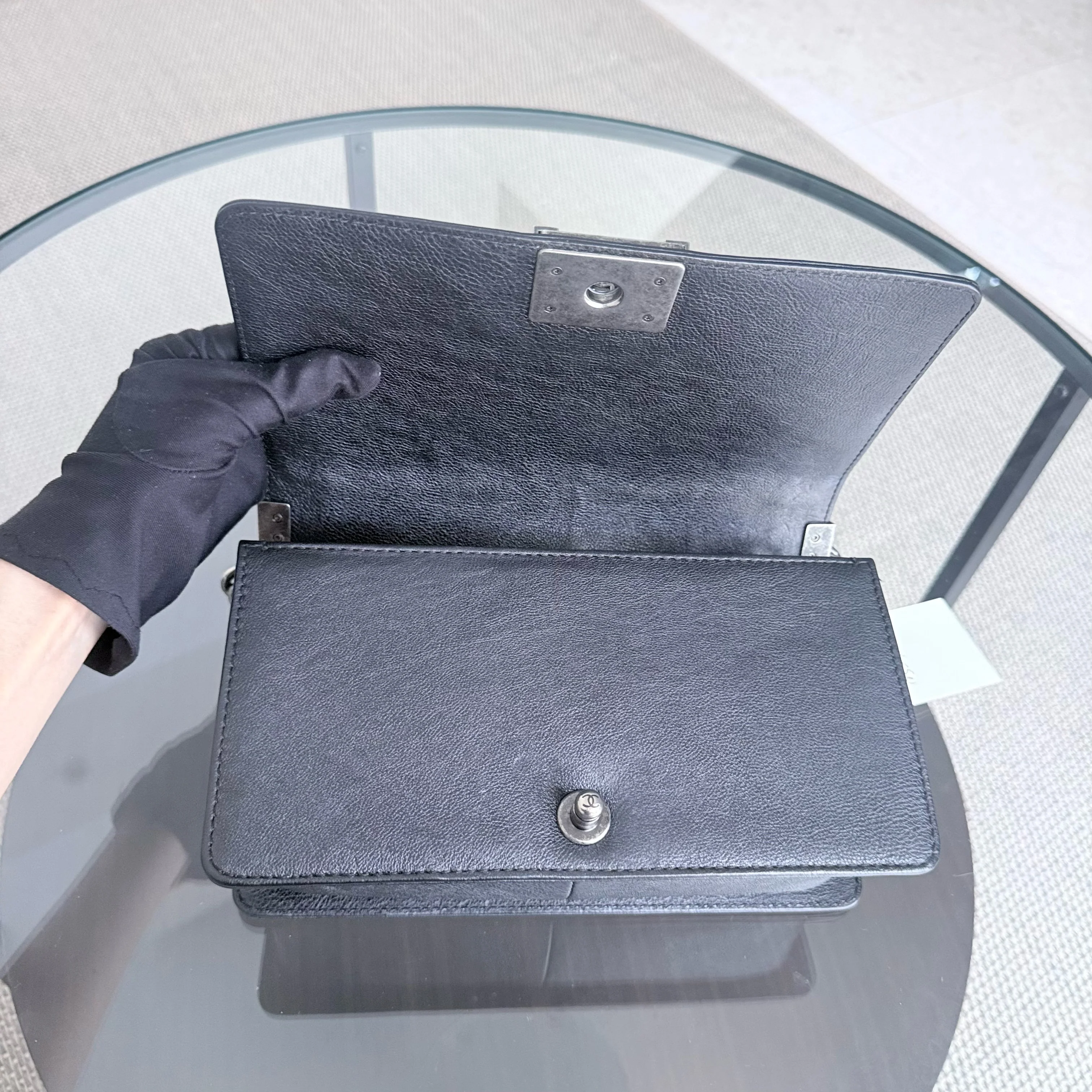 Chanel Boy Medium - Caviar 25CM Quilted Caviar Silver Hardware Series 18