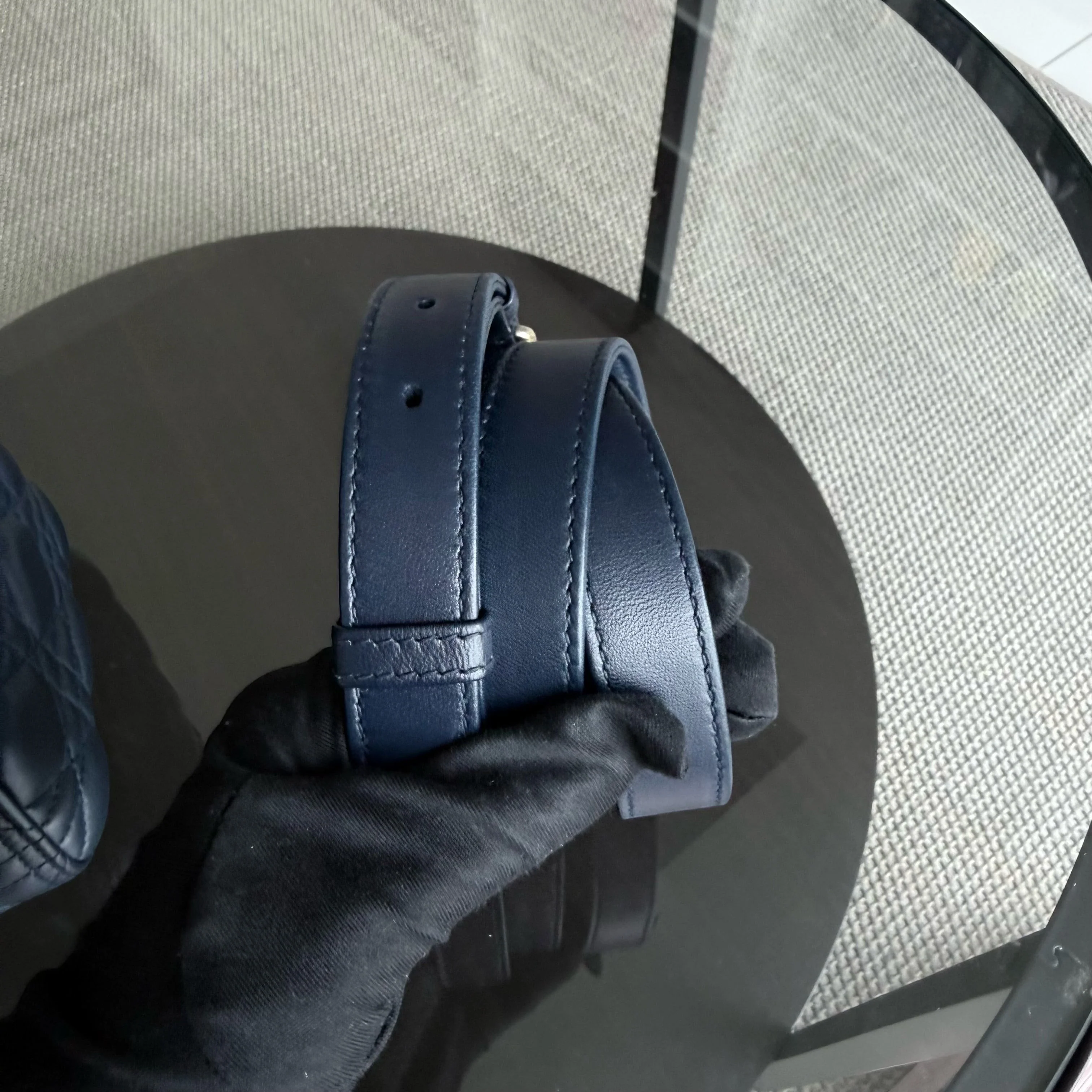 Dior Lady Medium - Cannage Lambskin Dark Blue Gold Hardware Adjustable Strap