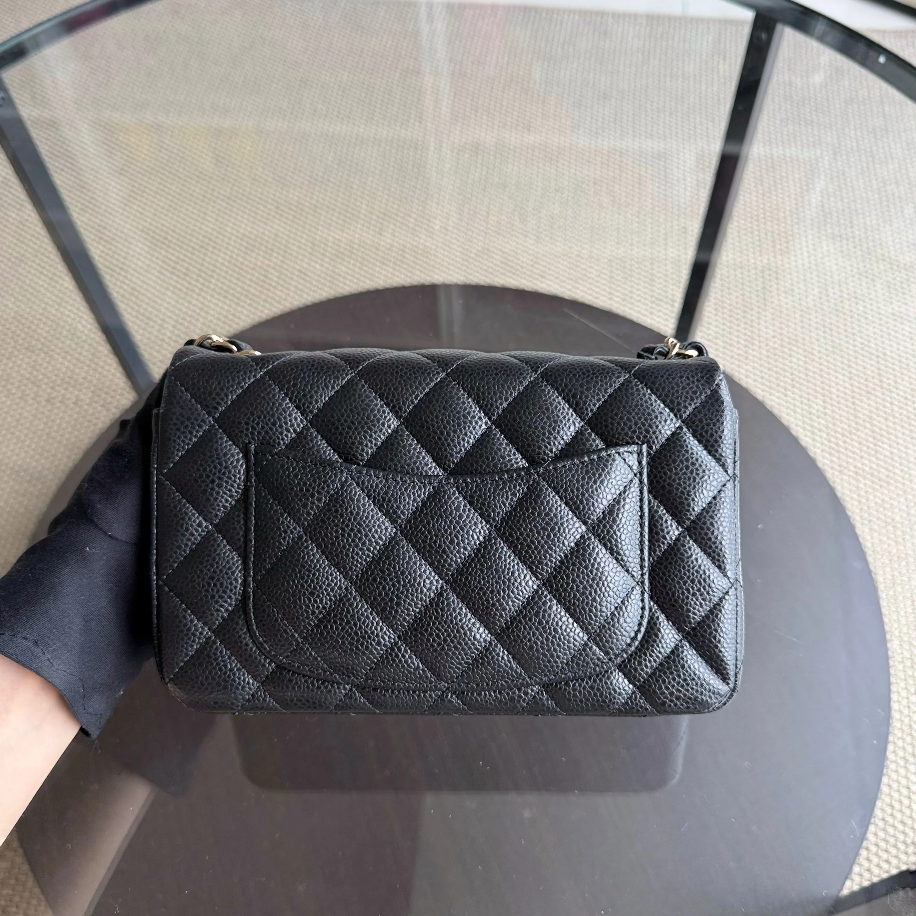Chanel Caviar Mini Rectangle Classic Flap - 20CM Quilted Black Golden Hardware Series 25