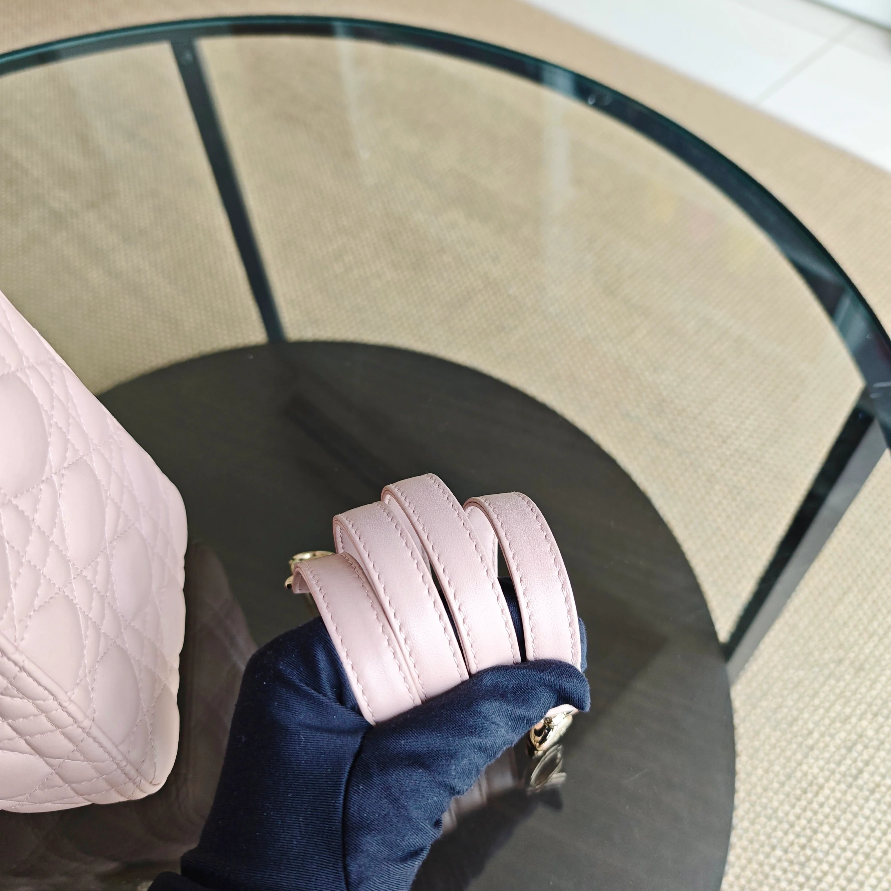 Dior Lady Medium Cannage Lambskin Light Pink Gold Hardware