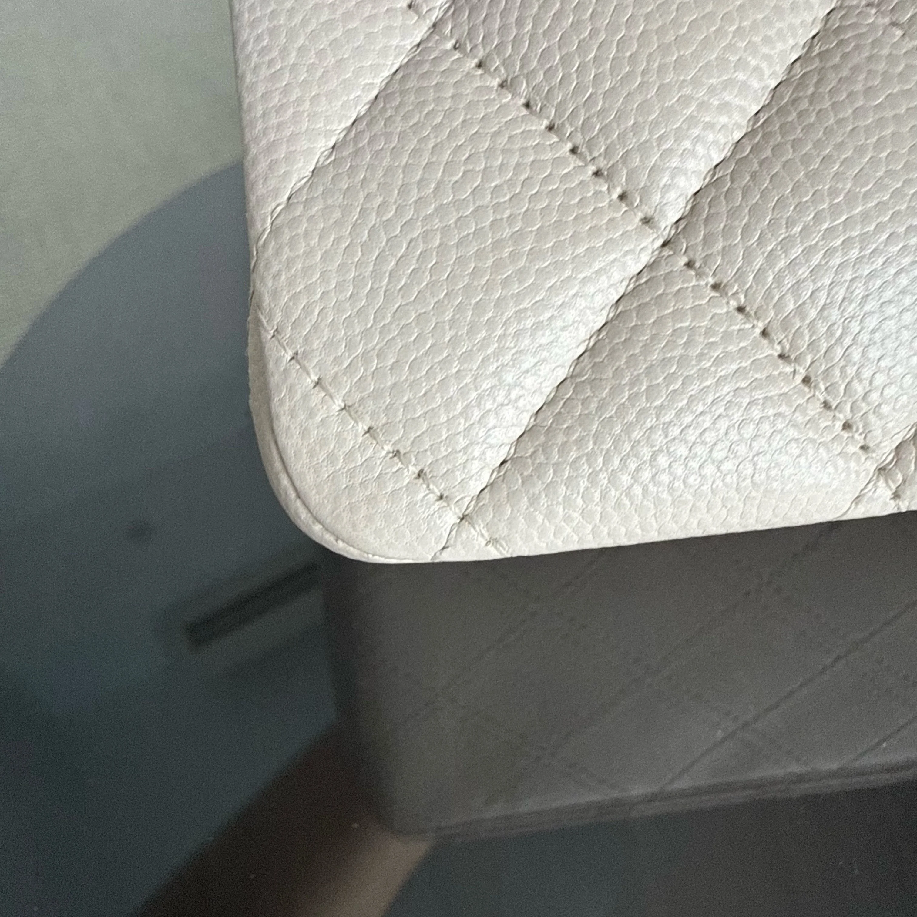 Chanel Classic Flap Medium - Caviar 25CM Quilted Double Flap Light Gray Grey Silver Hardware Series 26