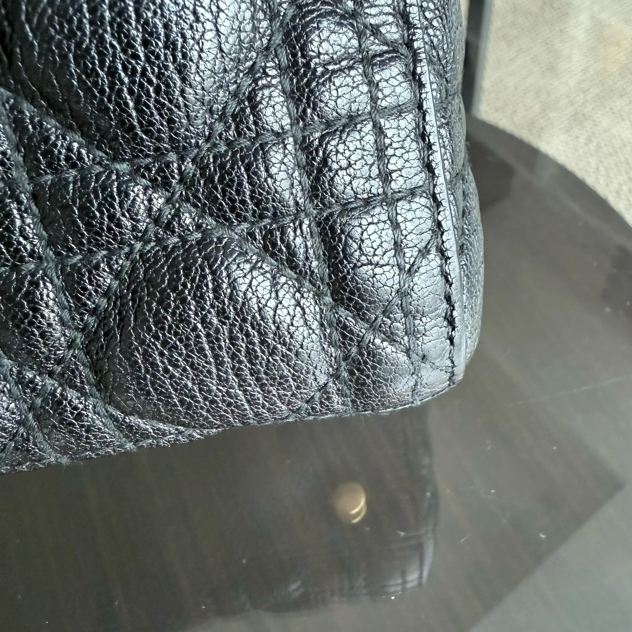 DIor Lady Large - Cannage Grained Calfskin Black Gold Hardware NO STRAP