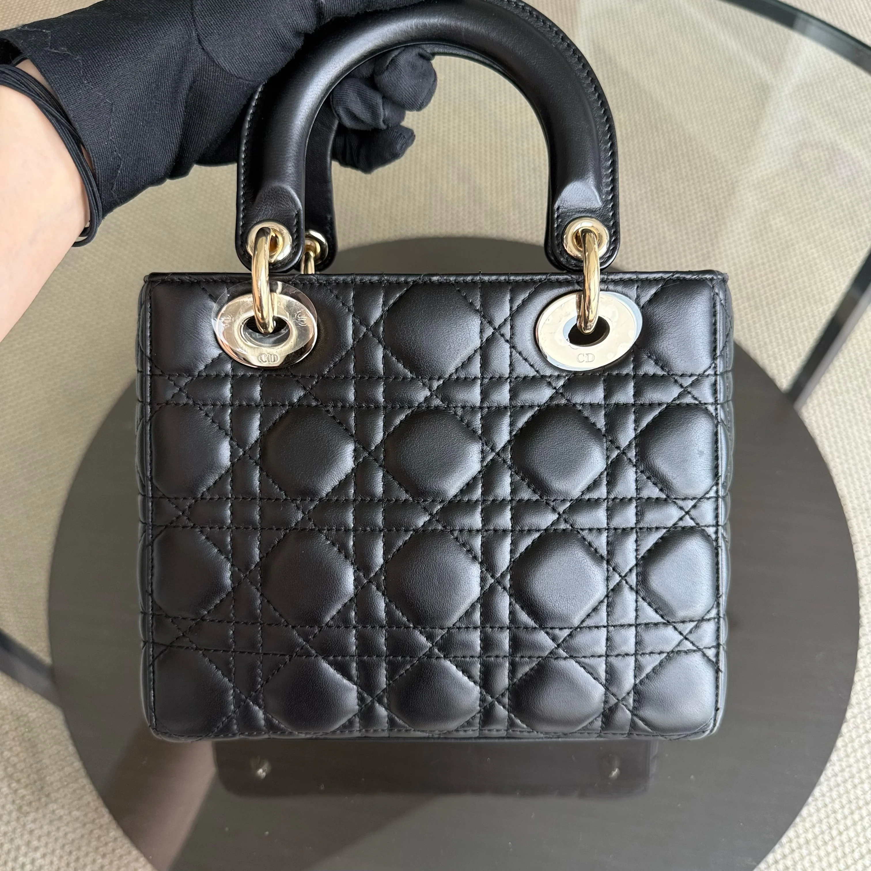 Dior Lady Small - Cannage Lambskin Black Gold Hardware