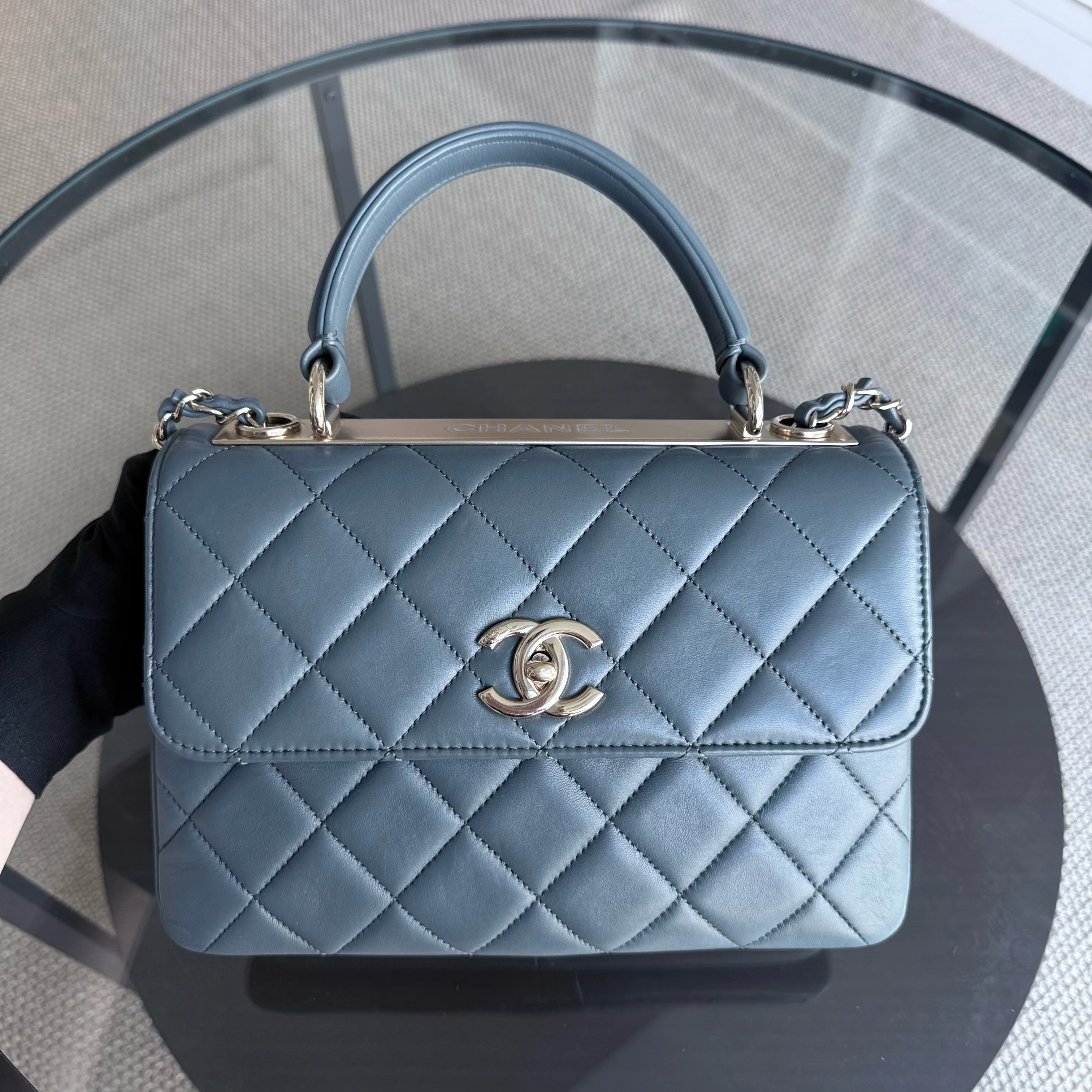 Chanel Trendy CC Small - Quilted Lambskin Haze Blue Gold Hardware Series 26