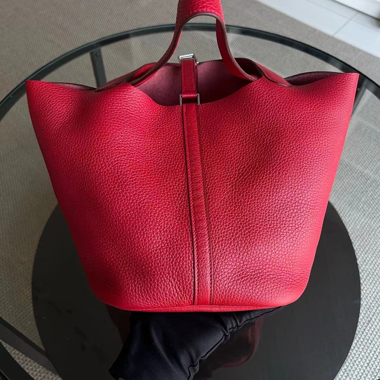 Hermes Picotin 22 - Clemence Red Silver Hardware