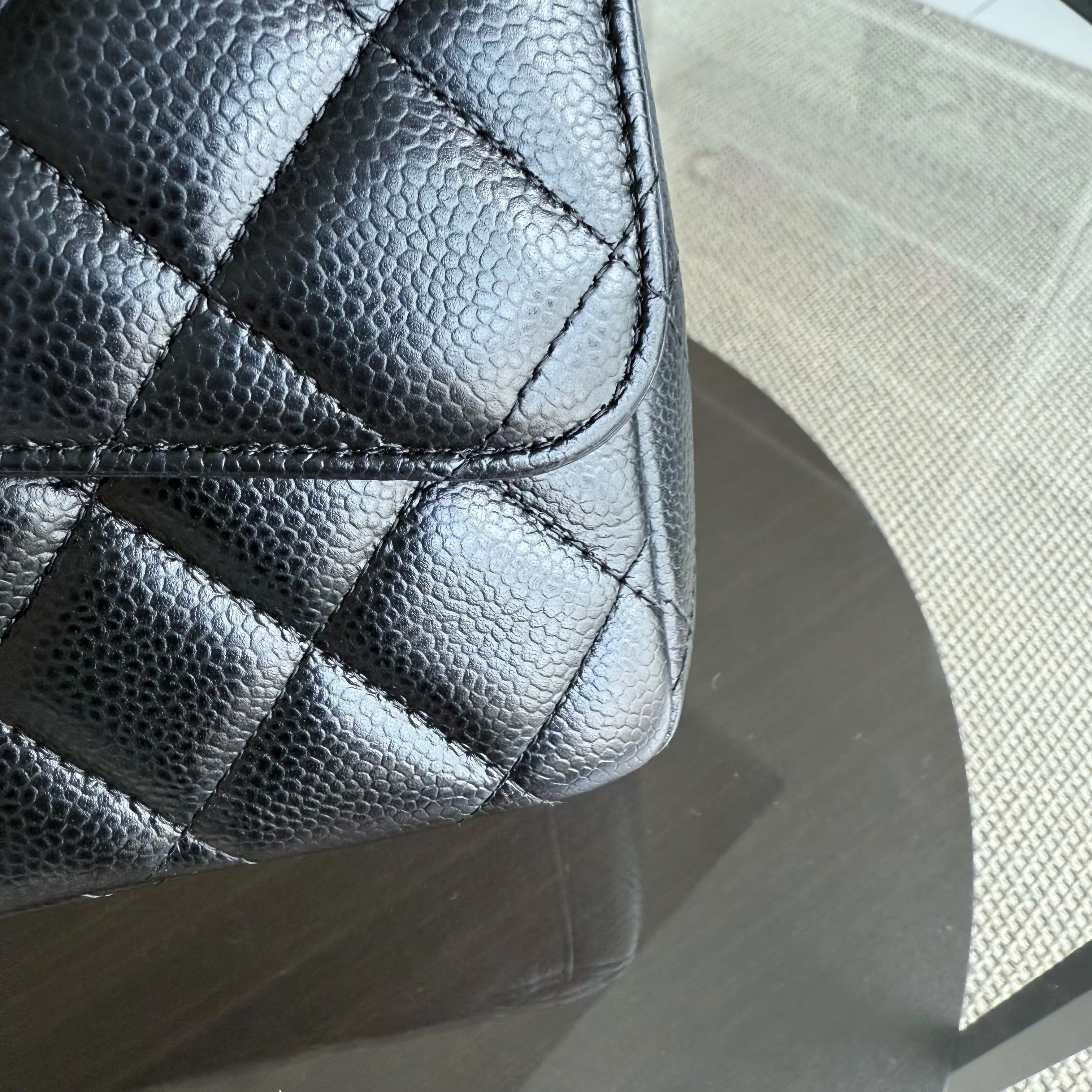 Chanel Classic Flap Maxi - Caviar Double Flap 33CM Quilted Black Gold Hardware Series 18