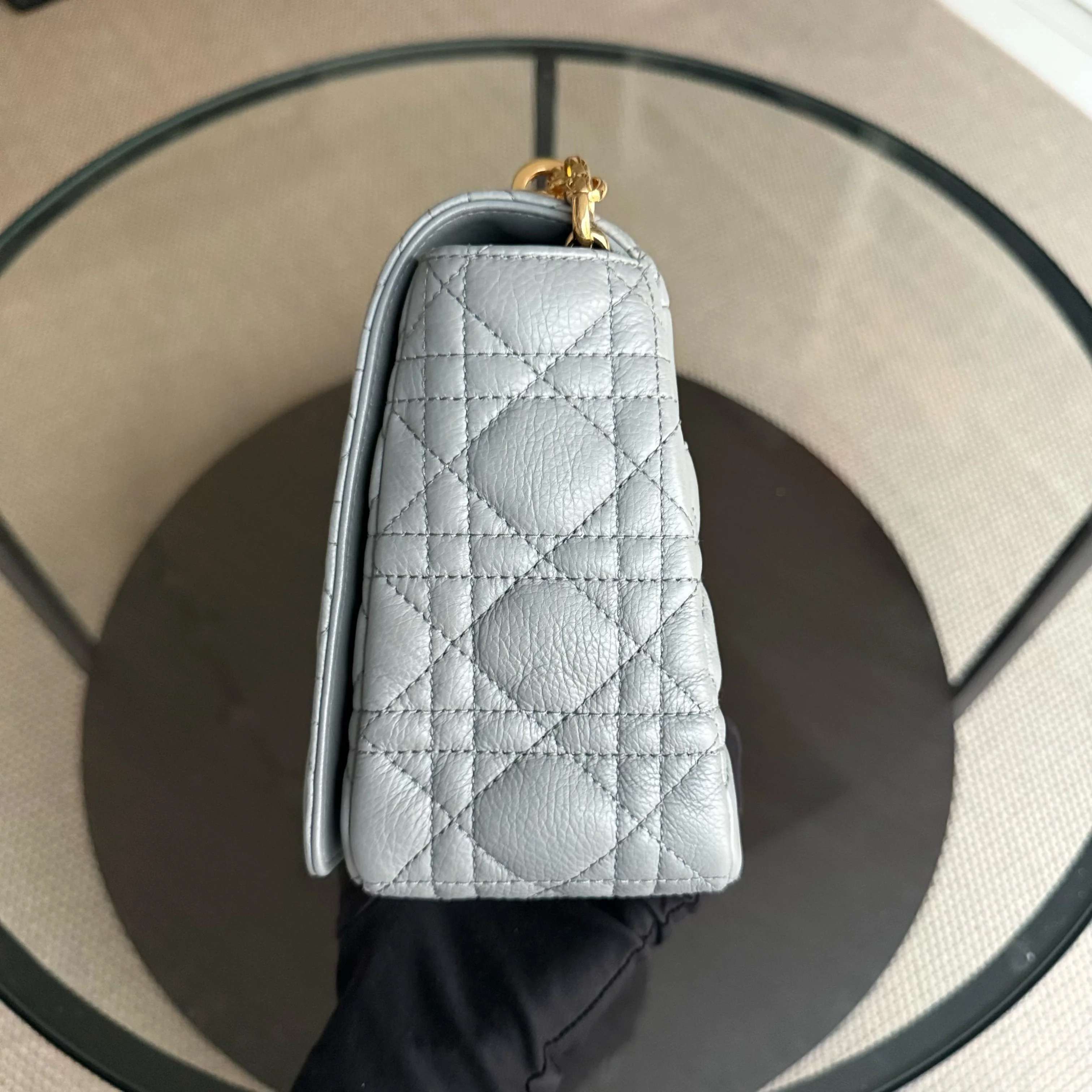 Dior Caro Large - Cannage Calfskin Grey Gray Gold Hardware